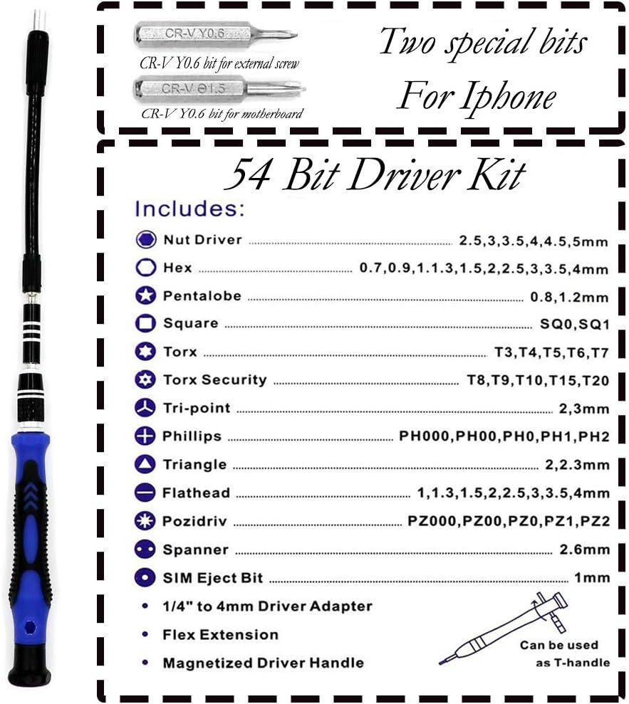 Padarsey 79 in 1 Precision Screwdriver Set,Magnetic Screwdriver Bit Kit,Professional Electronics Repair Tool Kit with Flexible Shaft,Portable Bag for PS4/Laptop/iPhone8/Computer/Phone/Xbox/Tablets/Cam : Electronics
