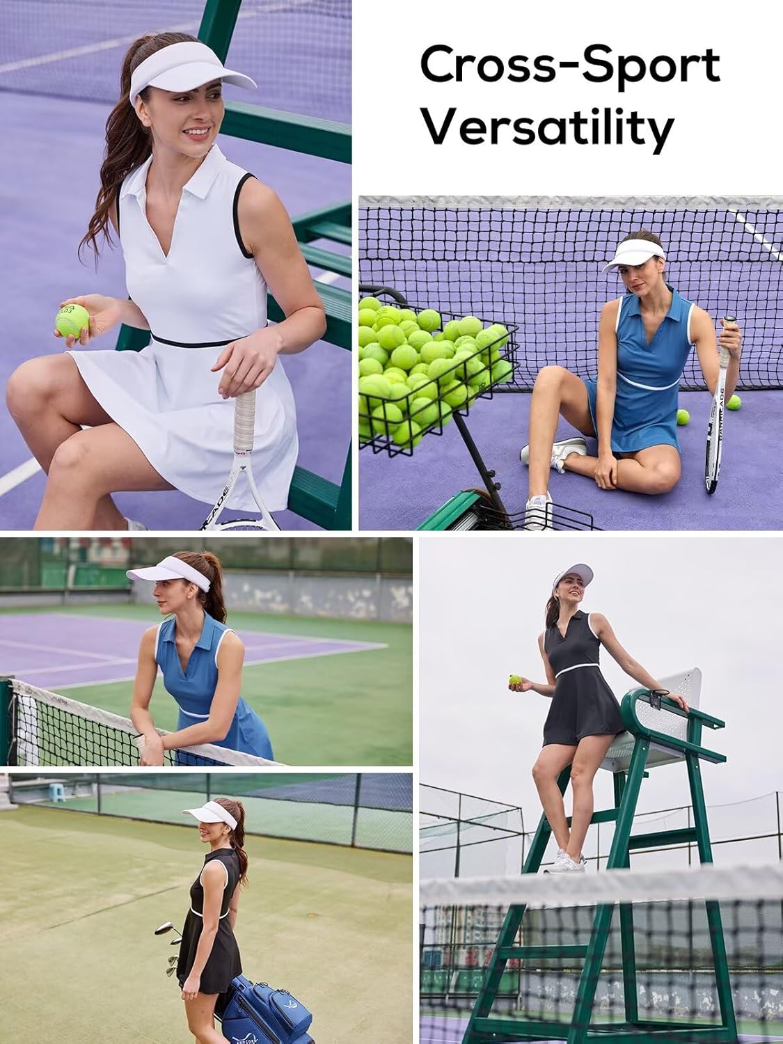 Women's Tennis Dress with Detachable Pocket Shorts, Convertible V-Neck & Polo Collar for Golf Gym - Image 5
