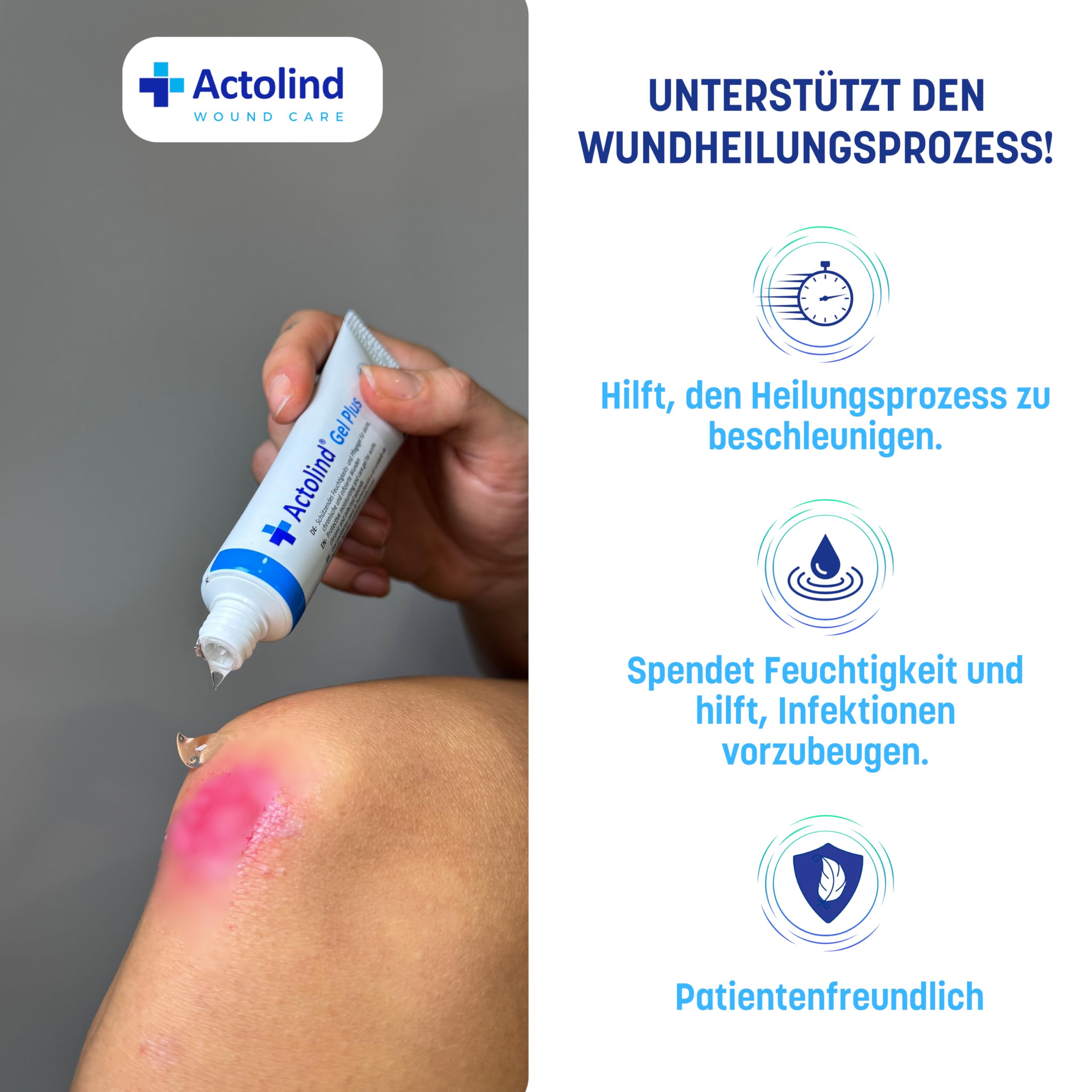Actolind Gel Plus 250 ml – antiseptisches Wundgel für die häusliche Wundpflege | Medizinprodukt CE III | PZN 19073504