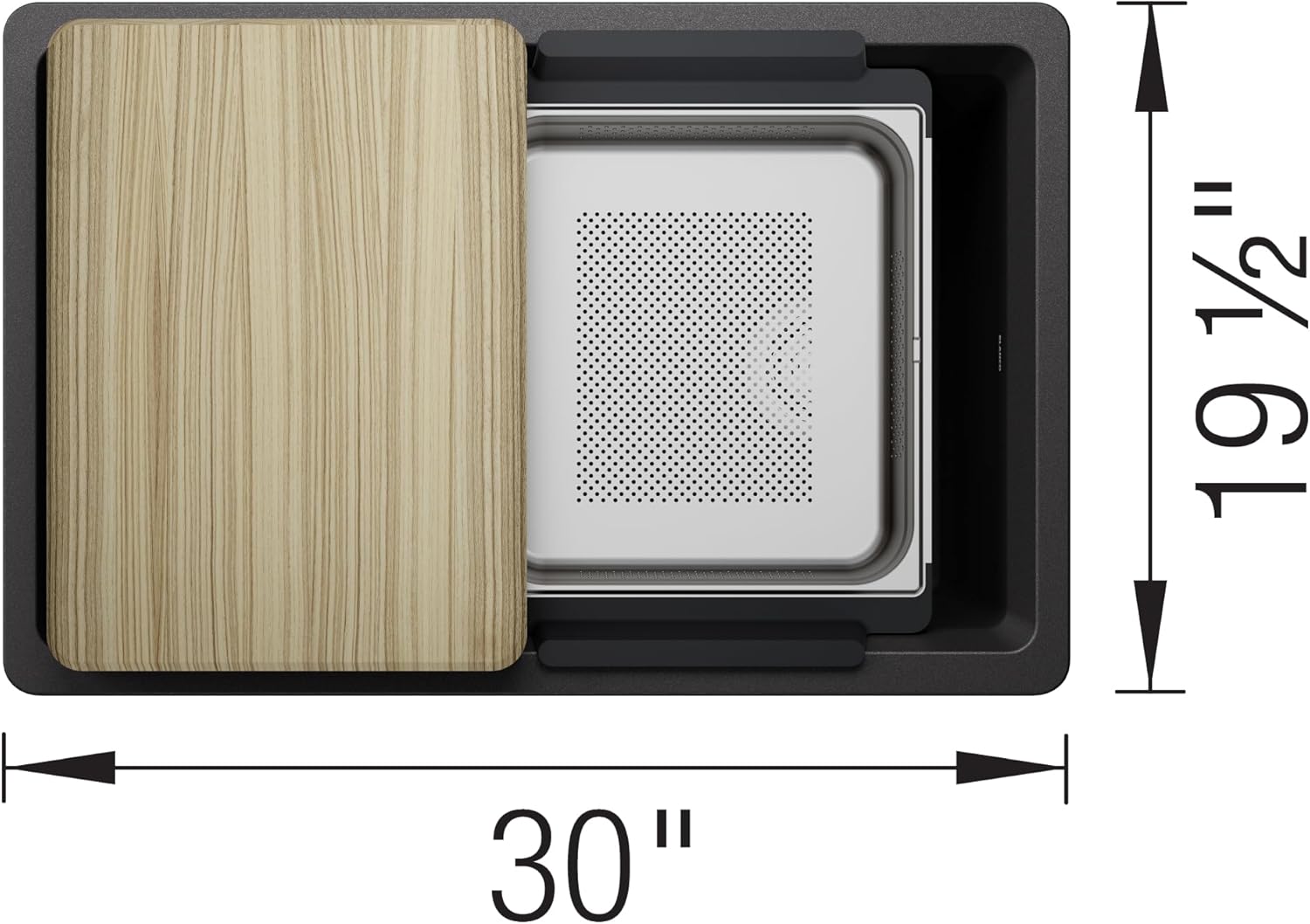 Blanco Inteos 30" Undermount Single Basin Granite Composite Kitchen Sink with Colander and Cutting Board