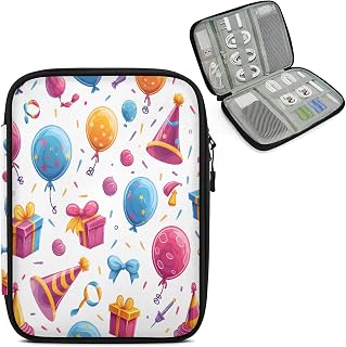Happy Birthday Theme Travel Cable Organizer Pouch Electronic Cord Storage Bag Tech Accessories Carry Case for Charger, Cable, Phone, USB Flash Drive