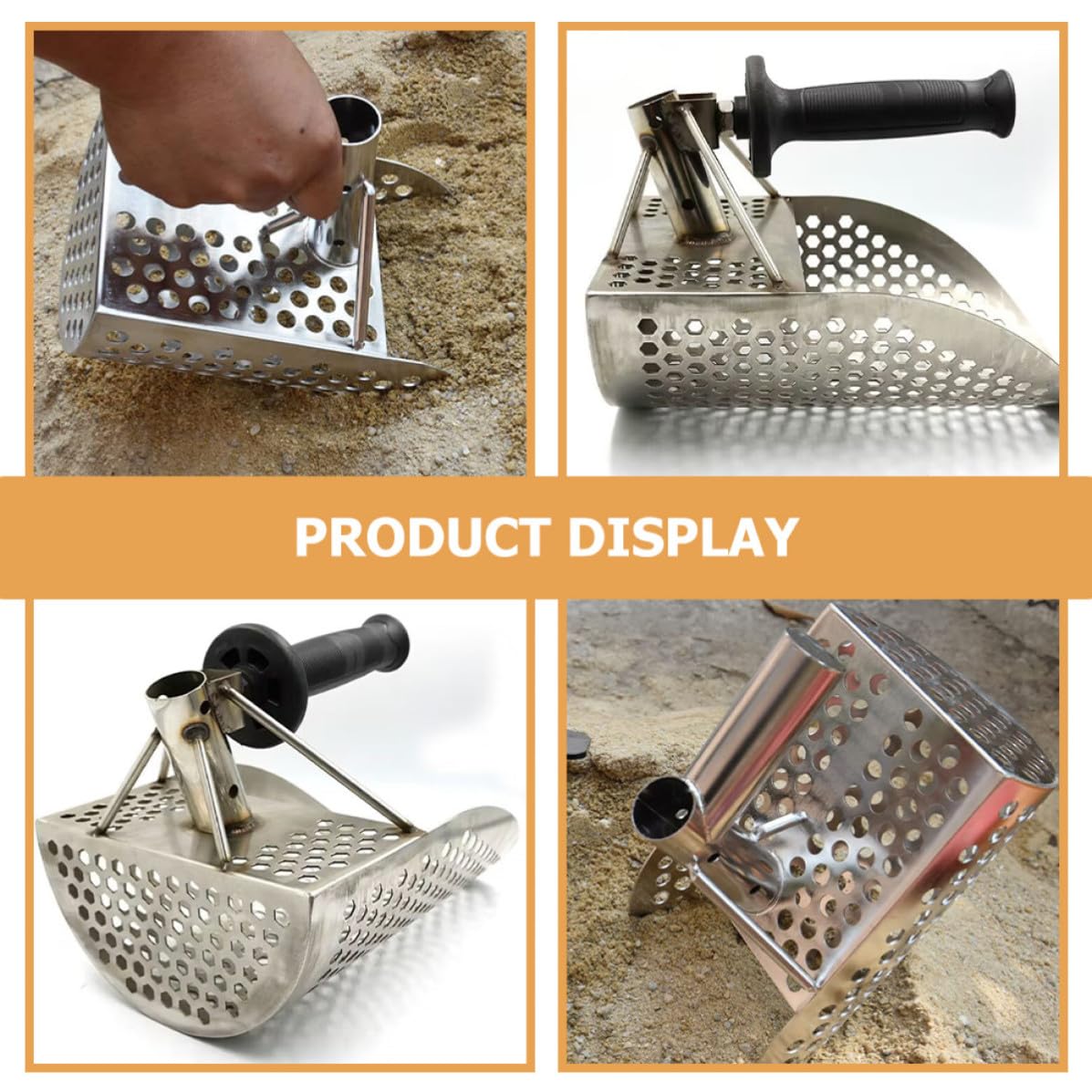 PRETYZOOM Pala de Metales de Tamizadora Inoxidable para Acero Detección y Diseño de Agujeros Cedazo Playa para Diversos Tipos de Suelo