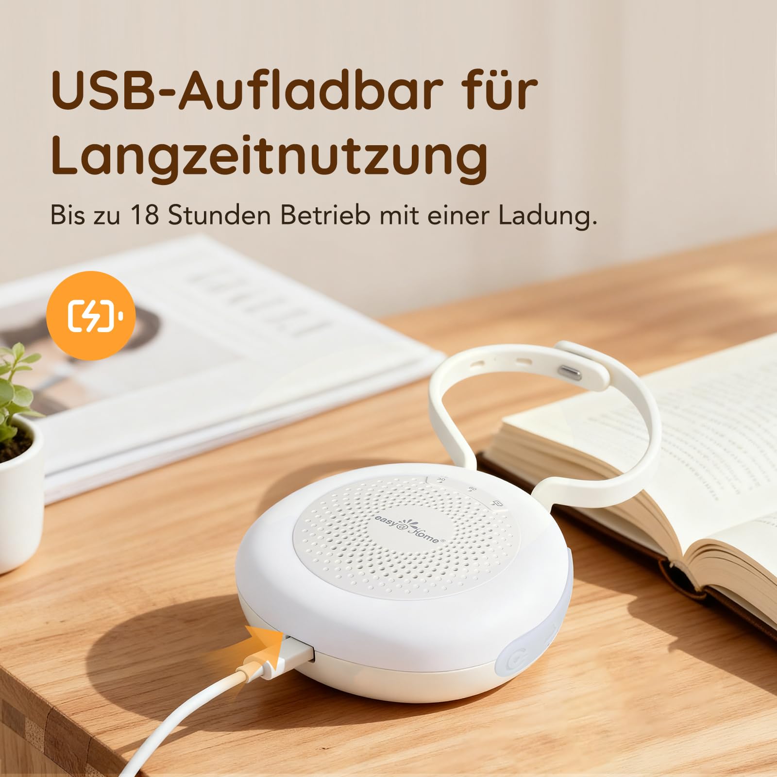 Easy@Home Mini-Gerät mit weißem Rauschen, für Babys, Erwachsene, Kinder, Schlaf, 30 beruhigende Geräusche, tragbare Maschine mit Nachtlicht, Timer, Memory-Funktion, entspannende Schlafmusik