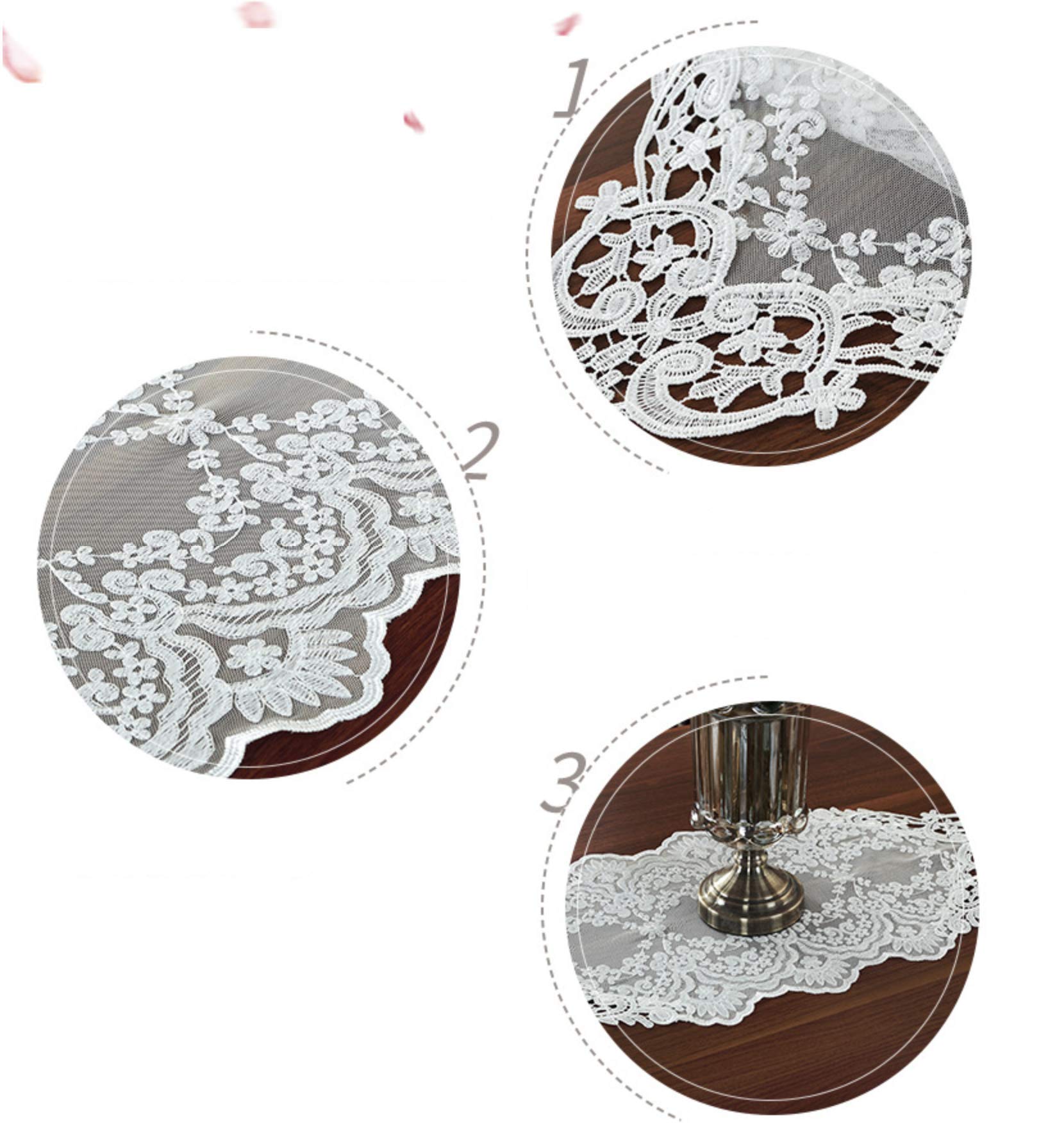 MARBER 1 pc Runner in Pizzo Bianco Rustico Chic Tavolo Paese Decor Nastro da tavola per Matrimoni, Feste, ristoranti, Baby Shower (12'' × 83