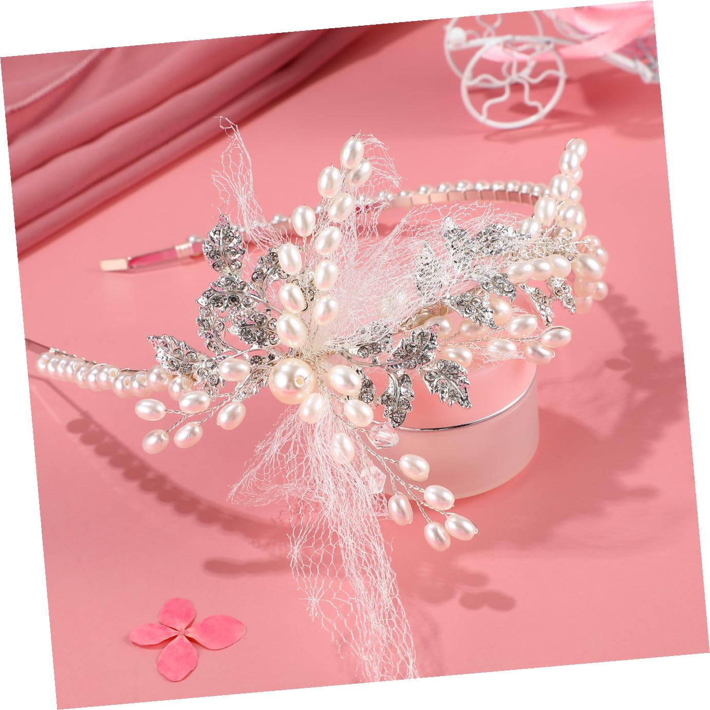 Diadema de Novia Perlas y Gemas de Imitación Color Marfil | Aleación Ligera, Estilo Elegante para Boda y Fiestas, para Novias y Mujeres