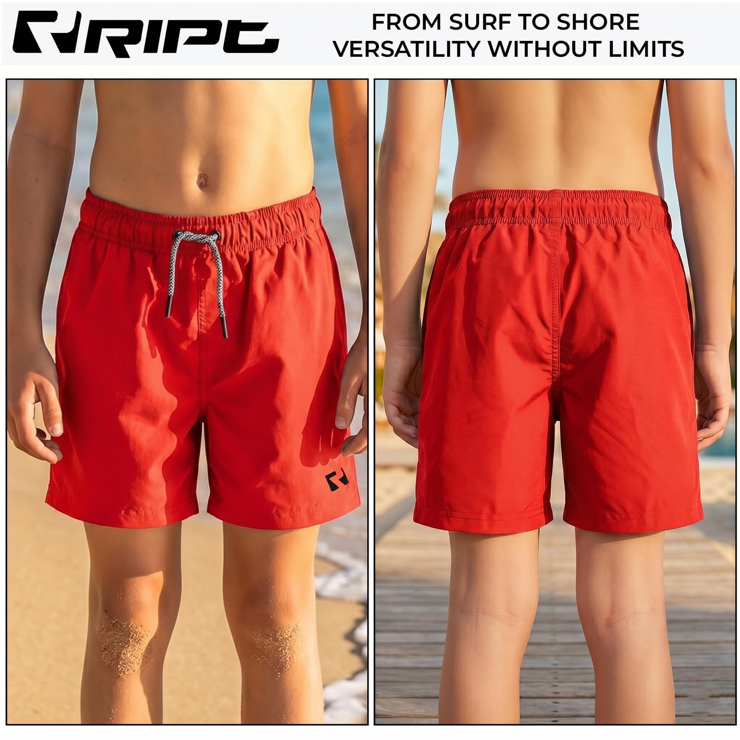RIPT Boy's Quick Dry Uv 50 Sun Protection Peach Finish Swimming Swim Shorts Trunks (Pack of 1) — view 2