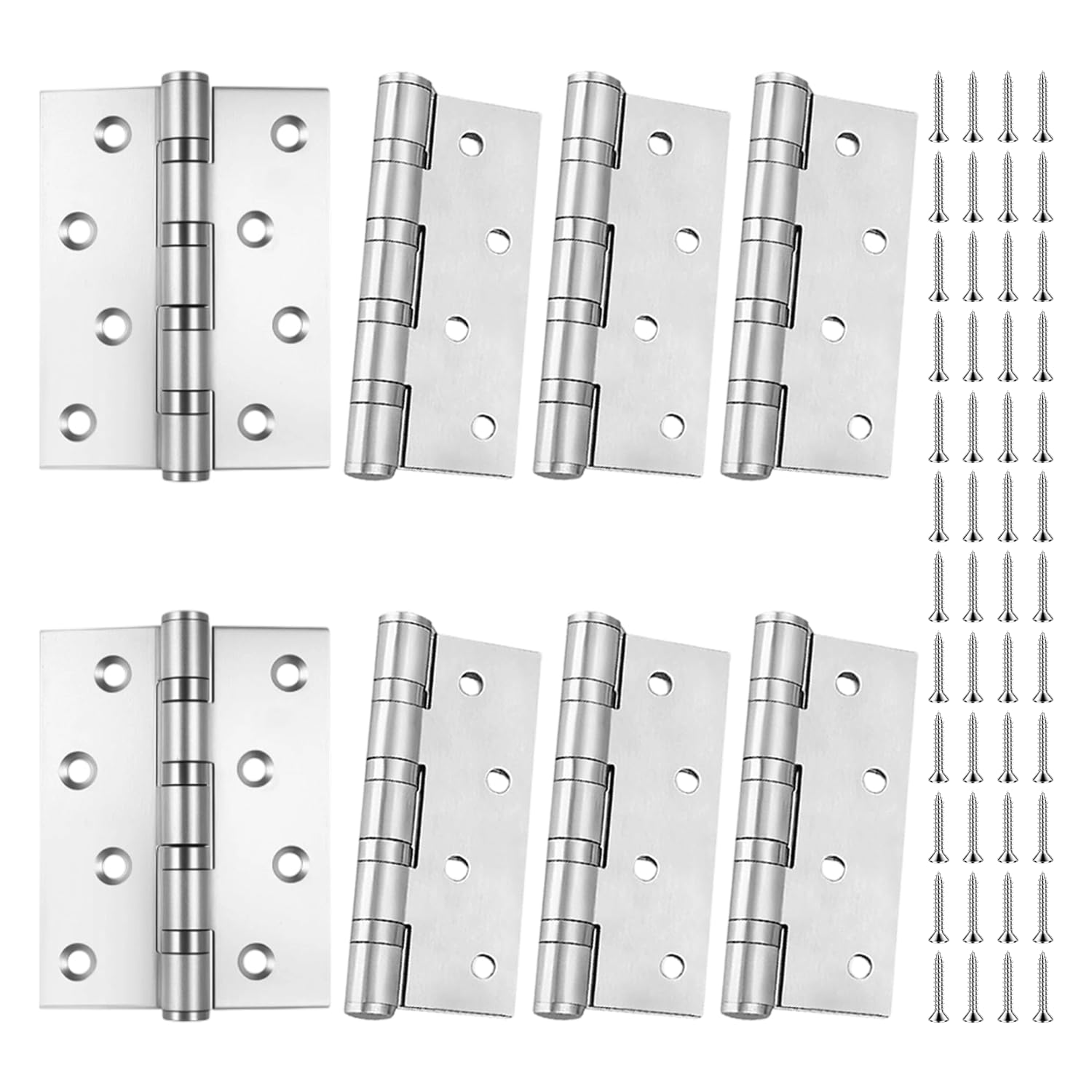 Rearjia Silver 6Pcs Folding Butt Hinges,Heavy Duty Door Hinge With Screws For Wood