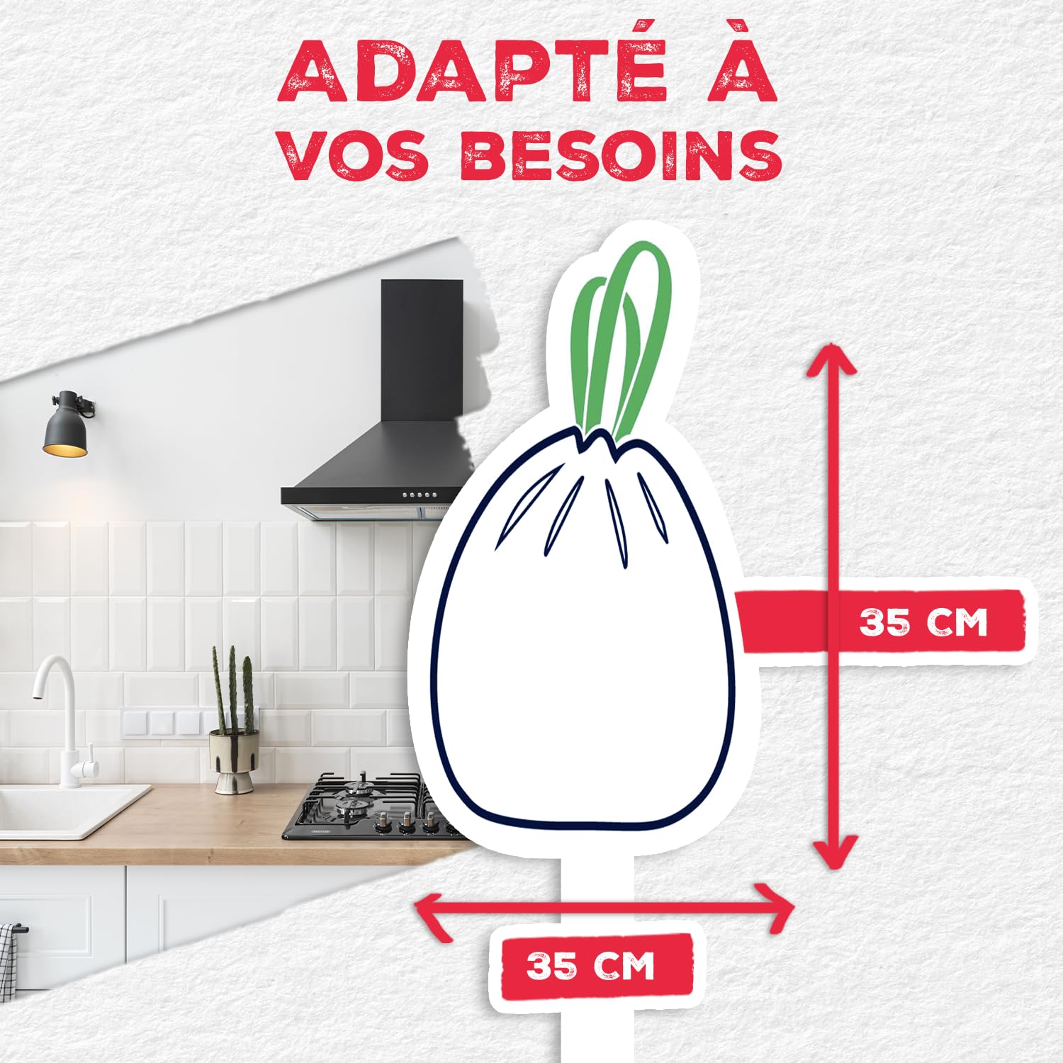 Alfapac - Bolsas de basura para cuarto de baño (25 unidades, 5 L, con enlaces, 35 x 35 cm), color blanco, Pack de 2