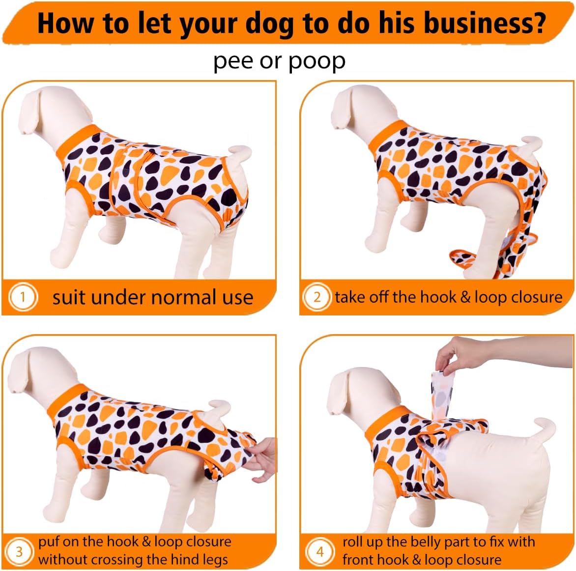 PetWarm Dog Cone Alternative, Recovery Suit for Female Male Dogs, Dog Onesie After Surgey Spay Neuter Professional Pet Abdominal Wounds Bandages, Leopard Pattern, Orange, 2XL