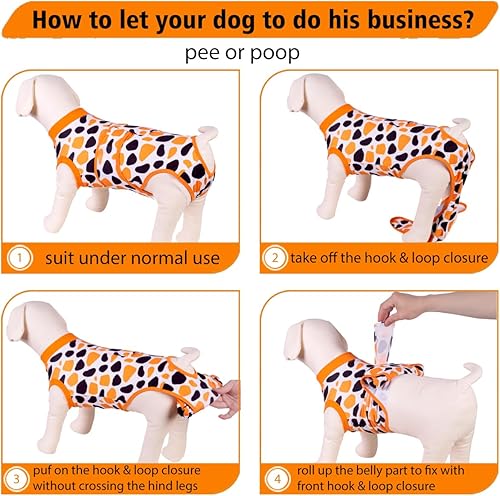 Miniatura 6 de PetWarm Traje de cirugía para perros machos, traje de recuperación para perros machos, mameluco para perros después de una cirugía, esterilización