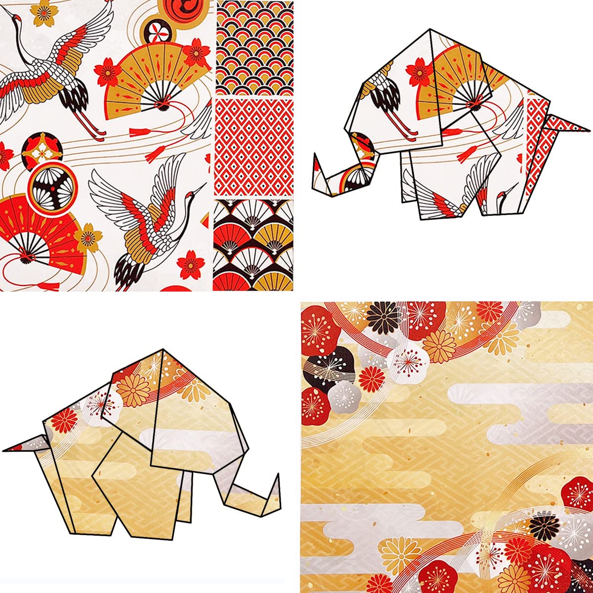 Papel para papiroflexia 50 hojas 15 x 15cm Papel japonés Cuadrado Papel Origami Doble Cara Paper Plegable con 10 Diferentes Diseños únicos para proyectos de arte y manualidades