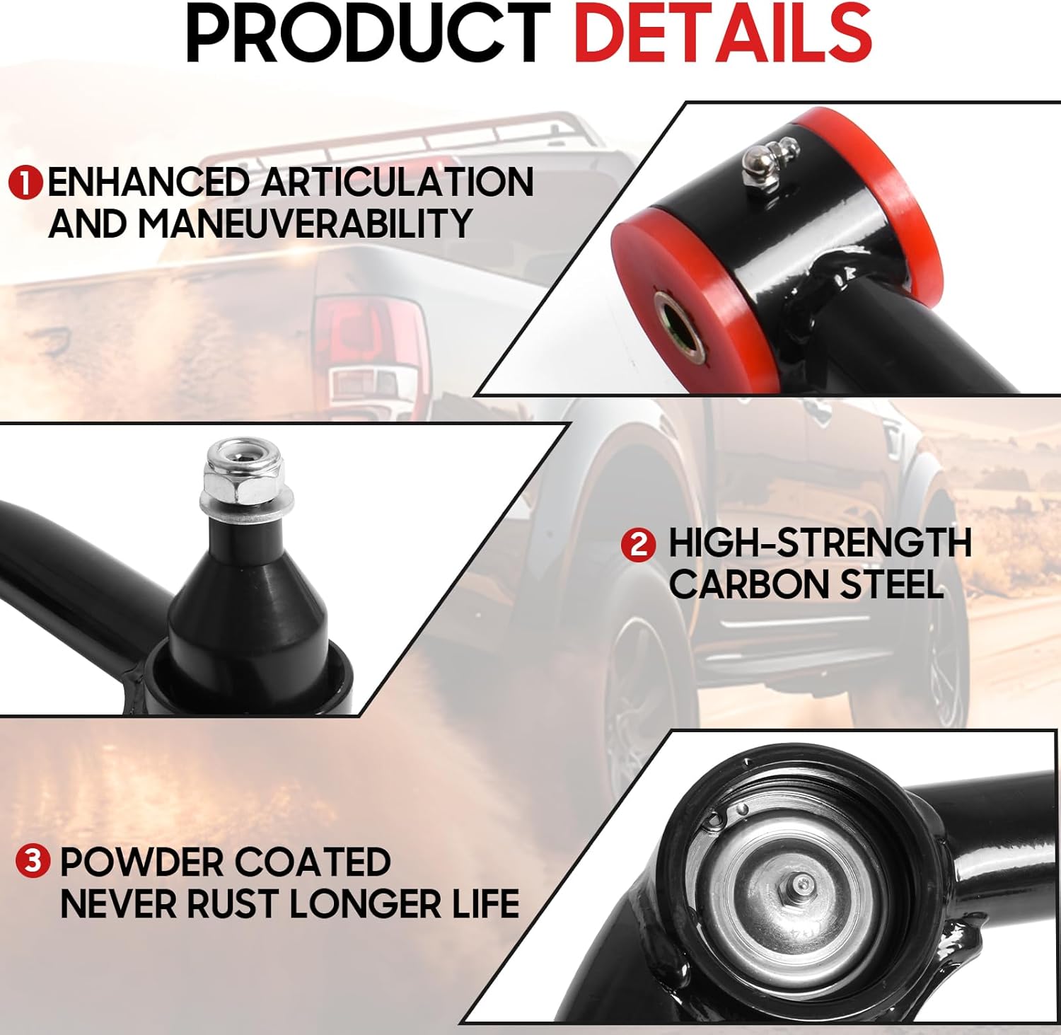 2-4" Front Upper Control Arms w/Ball Joint for 2004-2020 Ford F150, Suspension Adjustable Control Arm, Replacement OEM Factory/Stock Suspension Arms 2pcs