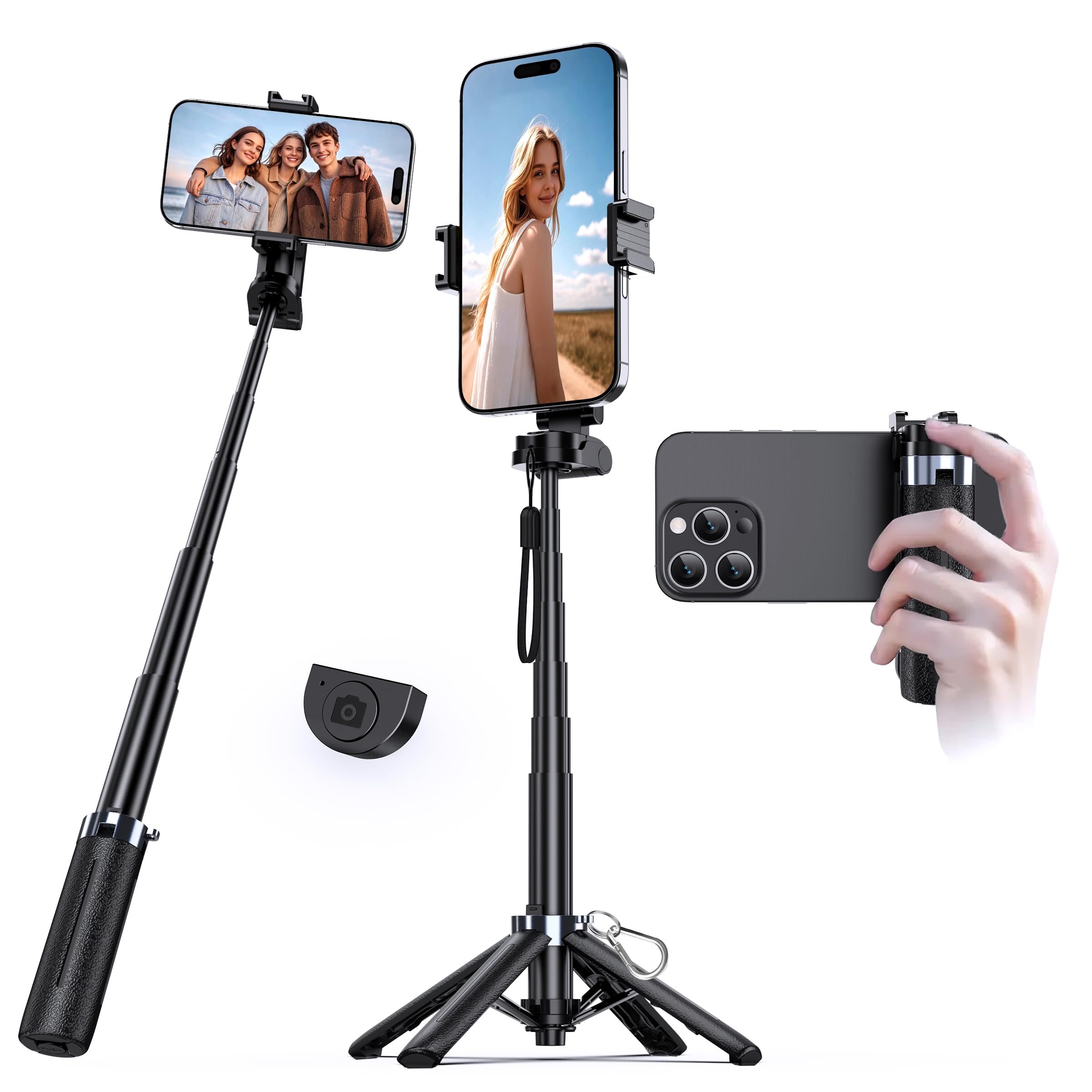 Photo 1 of **MISSING PARTS**UBeesize Mini Selfie Stick Tripod with Rechargeable Remote – Pocket-Size Travel Phone Stand w/Hook, 360° Rotating Holder, Lightweight Tripod for iPhone/Android, Vlogging, TikTok & Live Streaming