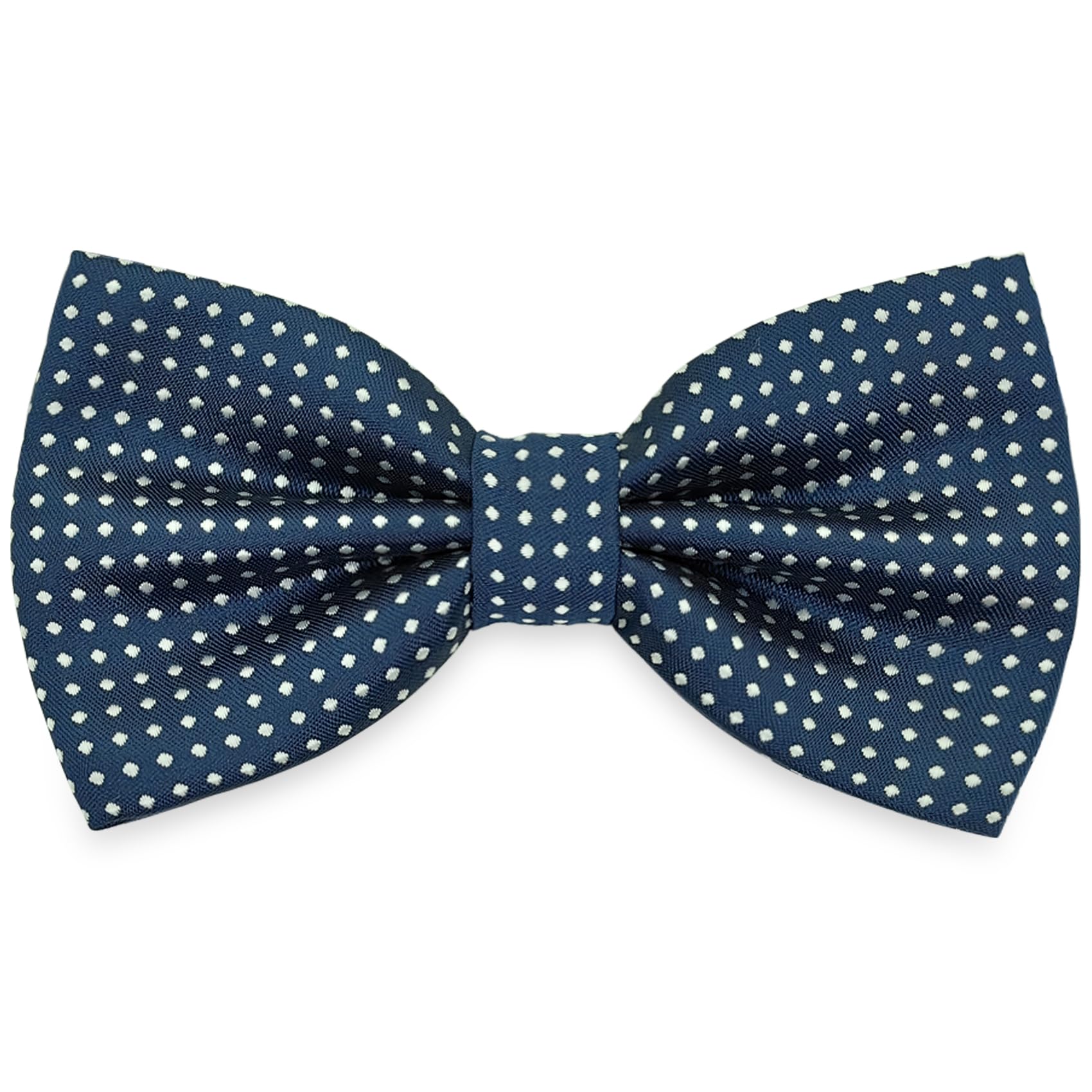 AUSUAYA Men's Bow Tie, Polka Dot Pre-Tied Bowtie for Boy Clip-On Formal Tuxedo or Weddings & Easter Day Dinner Parties (Navy Blue, L - (Adults))