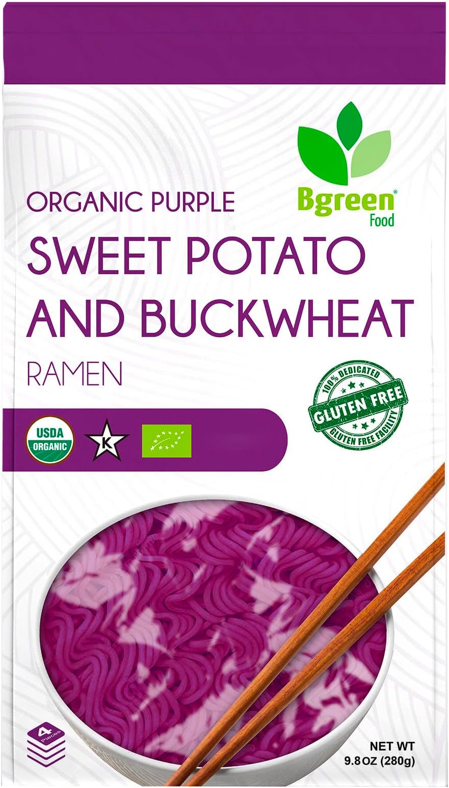 Organic Purple Yam & Buckwheat Ramen, Premium Ube, Gluten-Free, Vegan (I Pack)