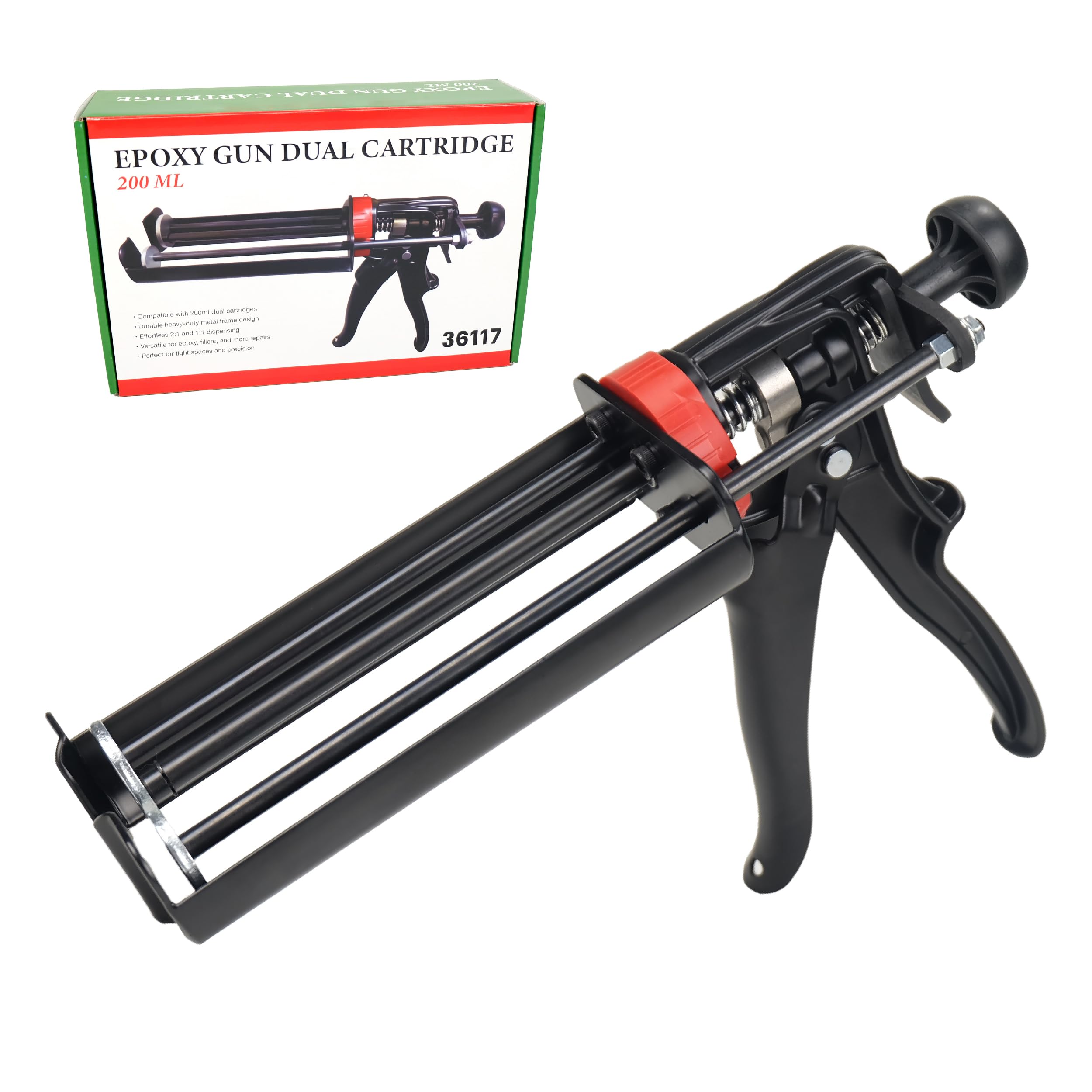 Pistolet à calfeutrer à résine époxy à double chambre, avec sélection de rapport 2:1/1:1, applicateur de mastic, compatible avec pistolets à calfeutrer manuels de 200 ml, pour adhésifs, mastics