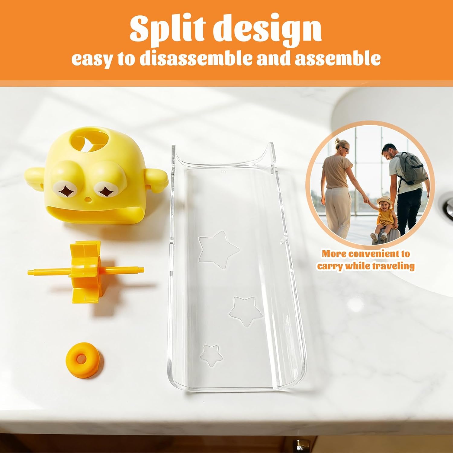 Faucet Extender for Toddlers,Sink Extender for Toddlers with Double Connector Design Suitable for Bathroom Sink, Kitchen,Bathtub (Yellow)