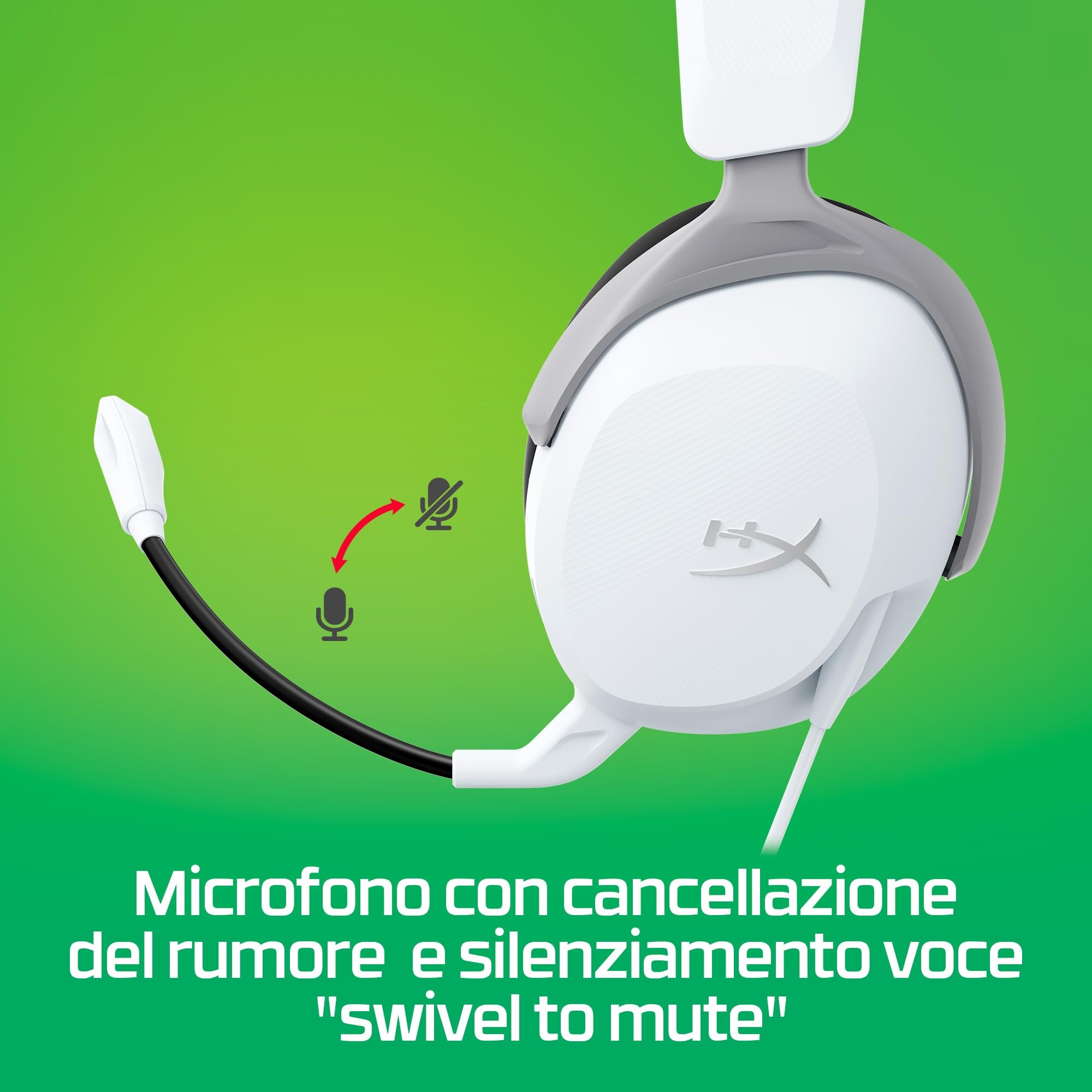 HyperX CloudX Stinger II Core, Cuffie da Gaming, Connessione Cablata a 3,5mm, Telaio in Plastica, Cuscinetti in Memory Foam Rivestiti in Tessuto, Comandi sul Padiglione, Adatto per Xbox, Bianco