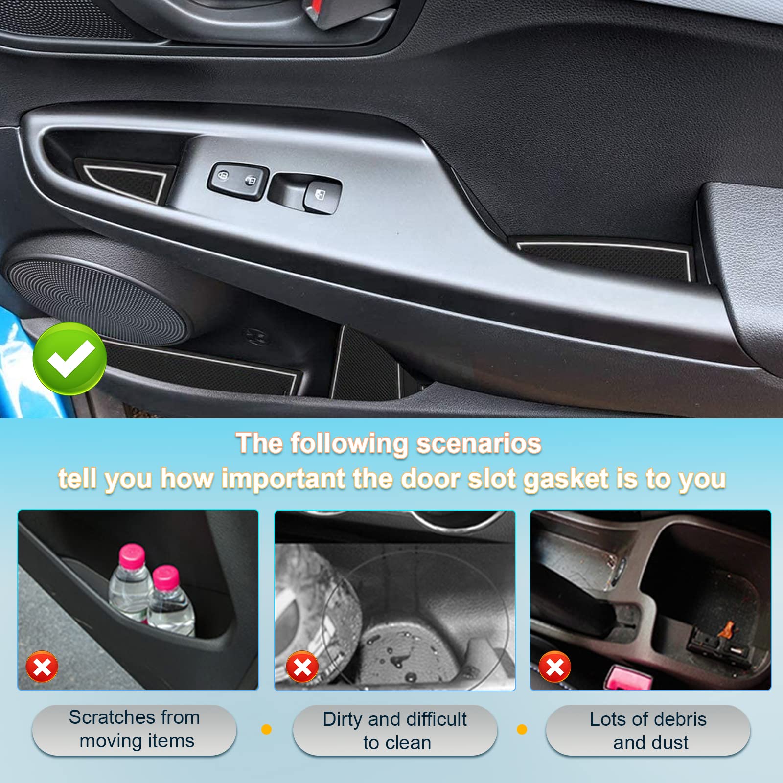 BIXUAN Compatibile Con Peugeot 2008 E-2008 P24 2020-2023 2024 2025, Tappetini Antiscivolo Per Console Centrale, Braccioli, Tappetini In Gomma Per Bevande, Tappetino Antiscivolo, Cuciture Per Porta, 12