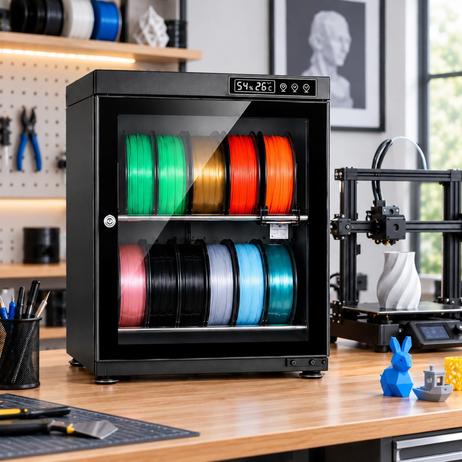 Boîte Sèche Filament, Stockage Filament 3D avec Contrôle RH Automatique 2Tier