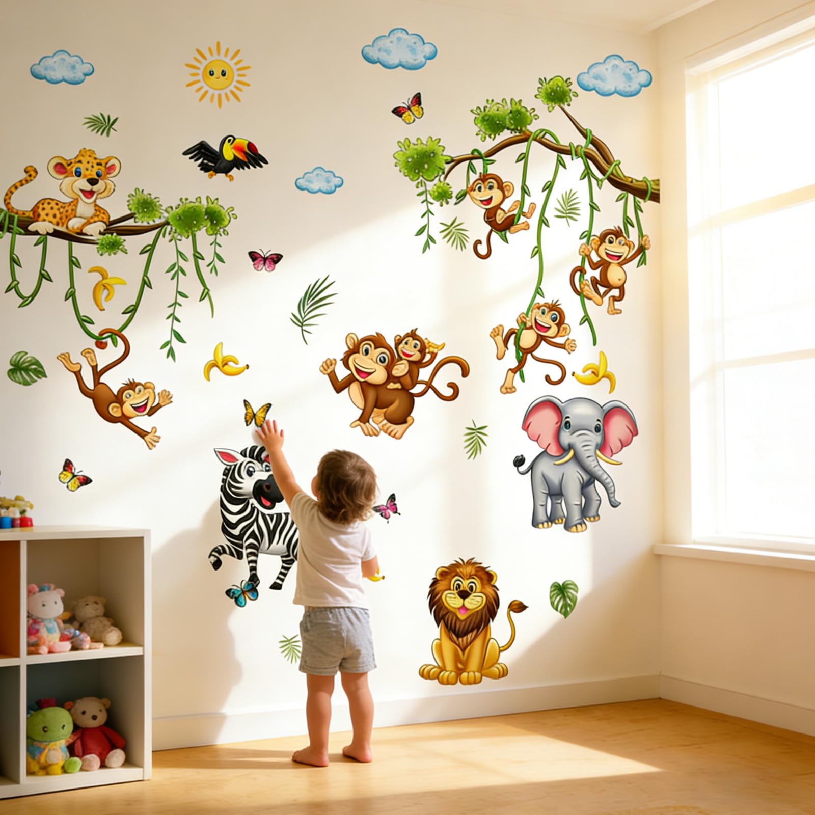 Wall Stickers Animals Large Includes Elephants Zebras Lions Giraffes and Monkeys - Image 2