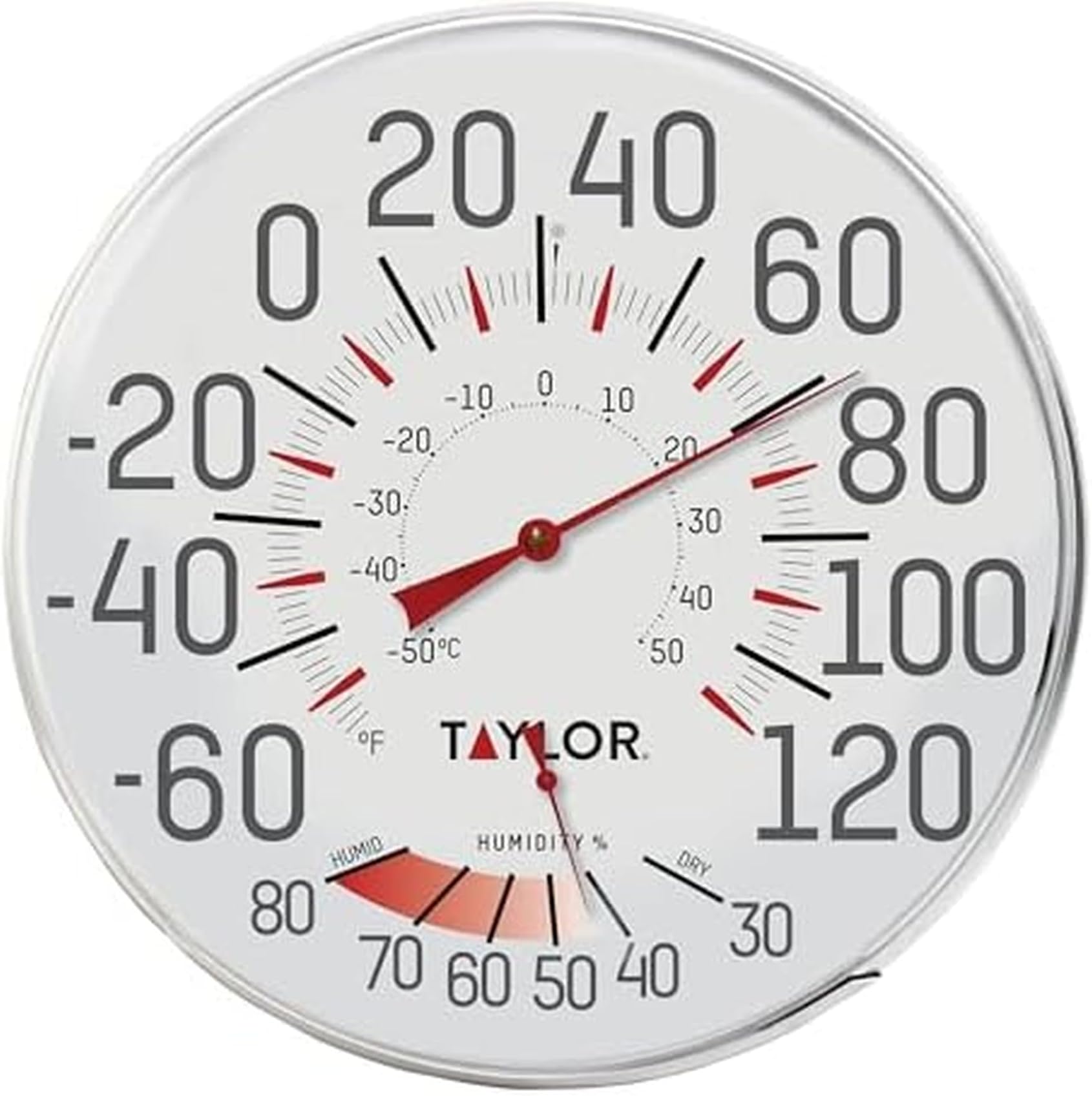 Taylor Precision Products Metal Wall Indoor Outdoor Thermometer And Hygrometer, 12 Inch