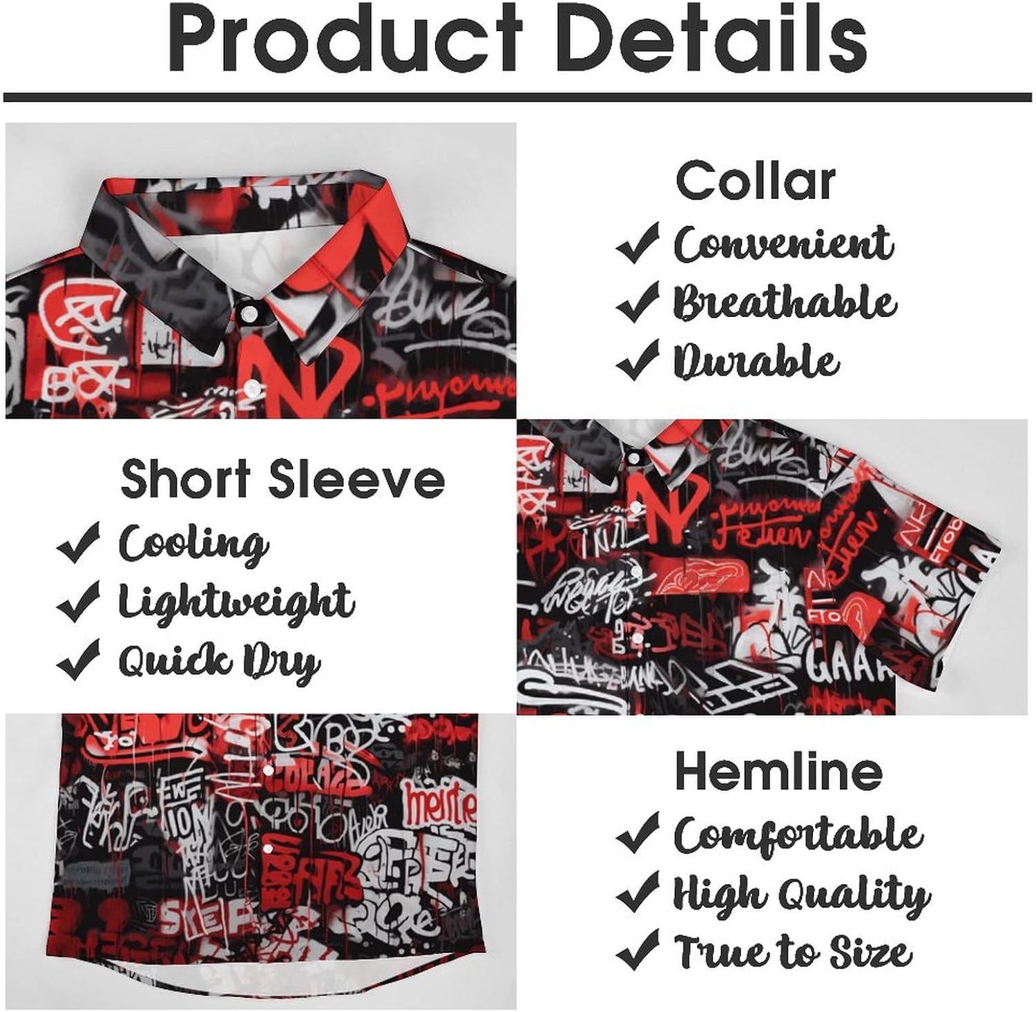 Men's Artist Street Letter Graffiti Markers Graphic Shirts Button Shirt 3D Printing Casual Short Sleeve