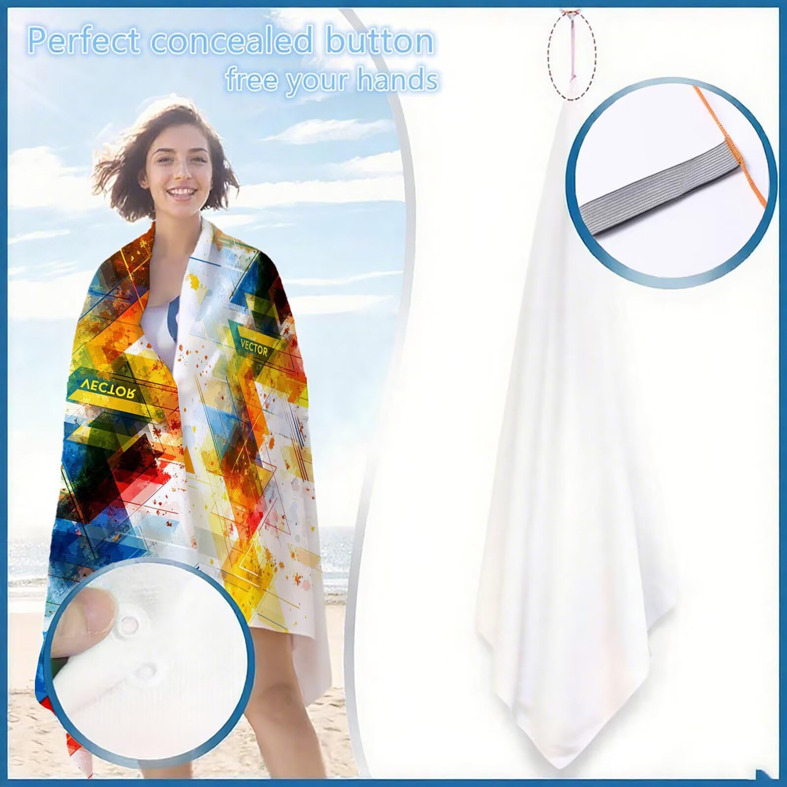 Mikrofaser Strandtuch 100x200cm, Feder Strandtuch Traum Saunahandtuc 2 Stück Stranddecke Sandfrei, Schnell Trocknendes, Saugfahiges Strandmatte Sporthandtuch für Reise Urlaub Schwimmen Camping OC-1085
