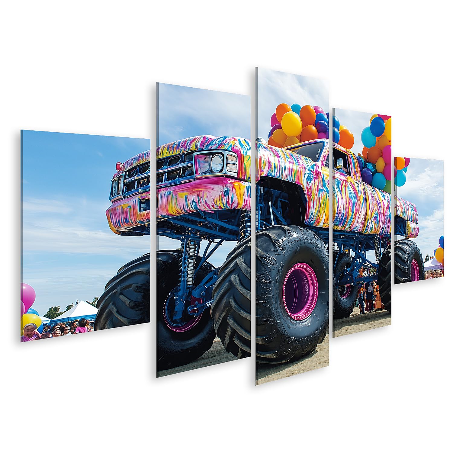 islandburner Prime Quadro su tela colorato Mostro truck Festival con palloncini e quantità immagini da parete poster