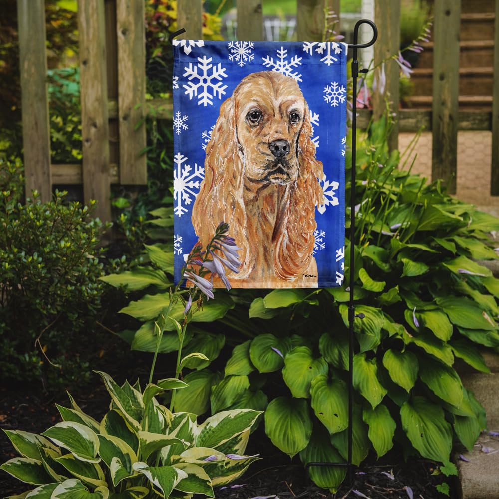 Caroline's Treasures 7342 GF Bandiera Da Giardino Cocker Spaniel Con Rana – Multicolore, 27,9 X 38,1 Cm – Double Face In Poliestere