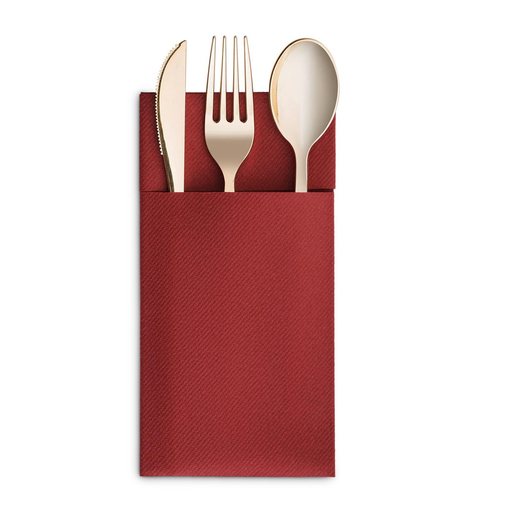 200 PièCes Serviettes de Table Jetables avec Poche à Couverts Intégrée, Tissu Pré-Plié comme des Serviettes en Papier pour FêTe de Mariage Rouge