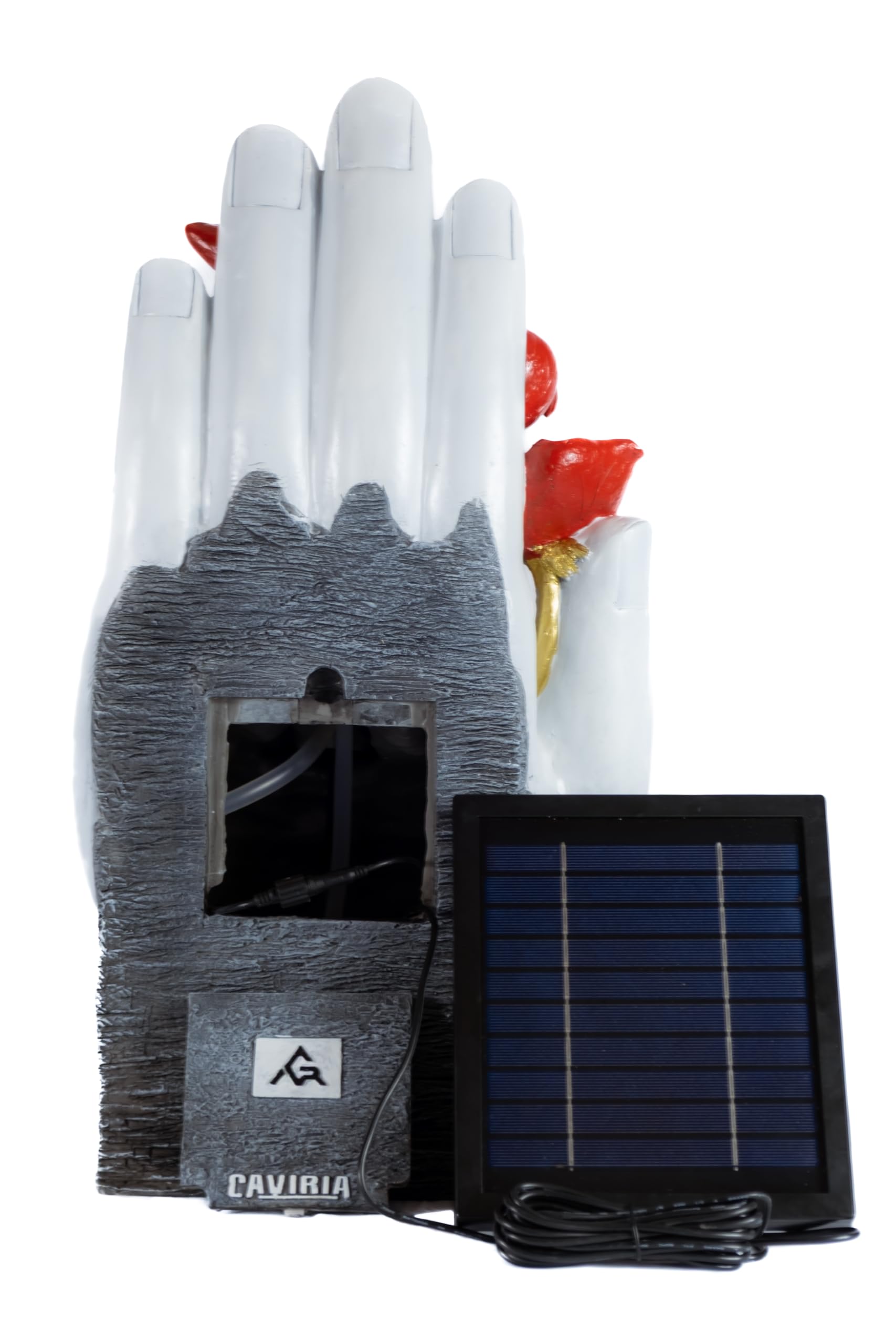 Statue de Bouddha Fontaine Solaire 58cm, Recharge USB ou Panneau Solaire câble 5m & télécommande, Décoration Jardin Fontaine Zen LED, Bouddha Decoration Intérieur & Extérieur