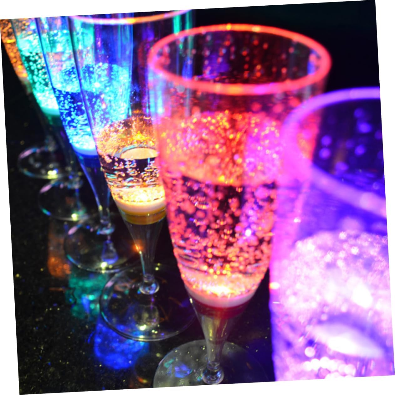 6pcs Led Light up Plastic Wine Goblets Liquid Activated Changing Glasses for Festive Celebrations Mixed Colors for Parties and Special Occasions