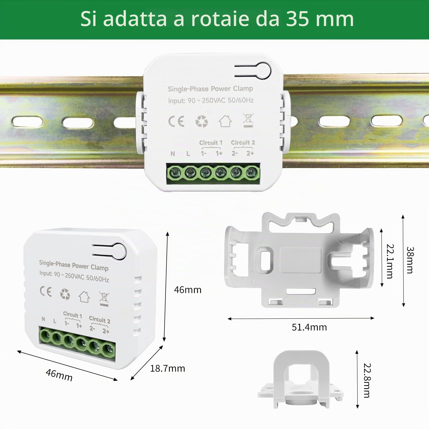 OWON Bi-direktionale Stromverbrauch Monitor 80A 2 Klemme, WiFi Home Energy Monitor, Energiezähler einphasiger Strom kompatibel