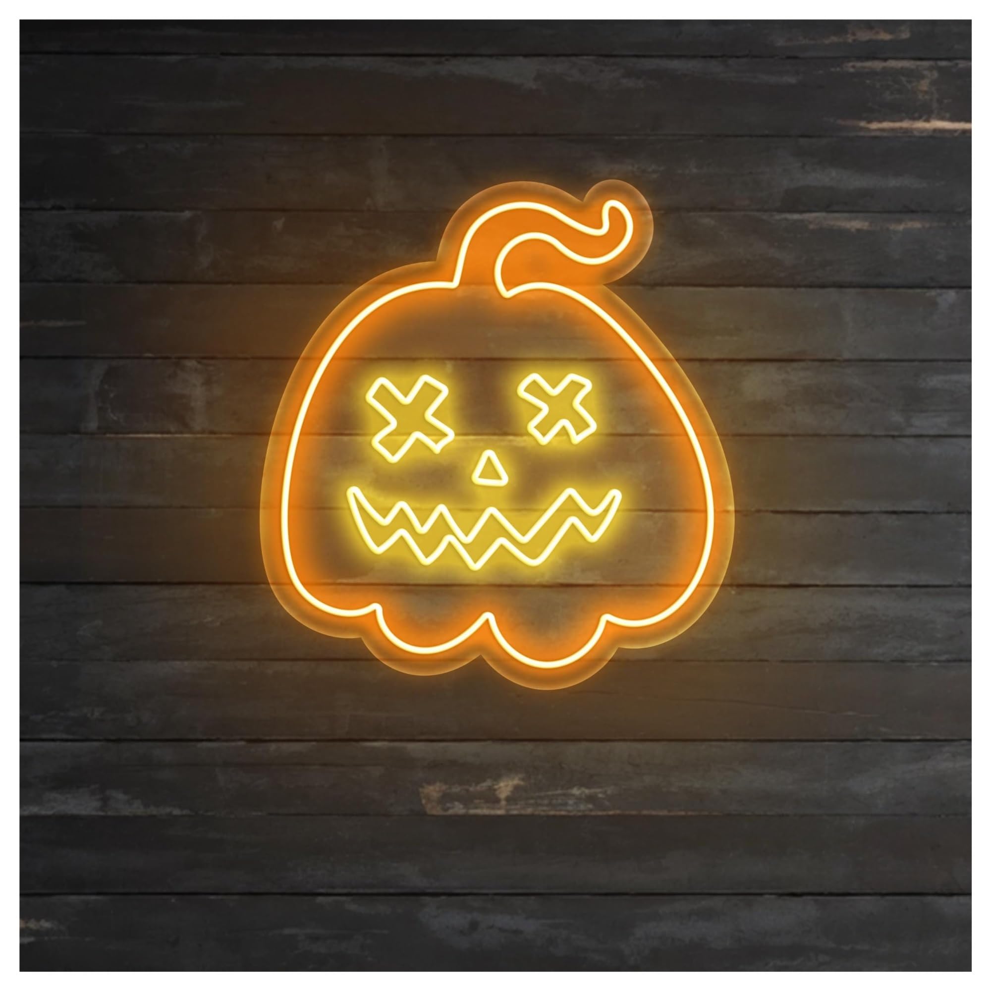 RONGCH Hanging Art Neon Signs Fun Pumpkin Neon Sign, Suitable for Home Party Decor with Brightness Adjustable 46.5cmx50cm(A)