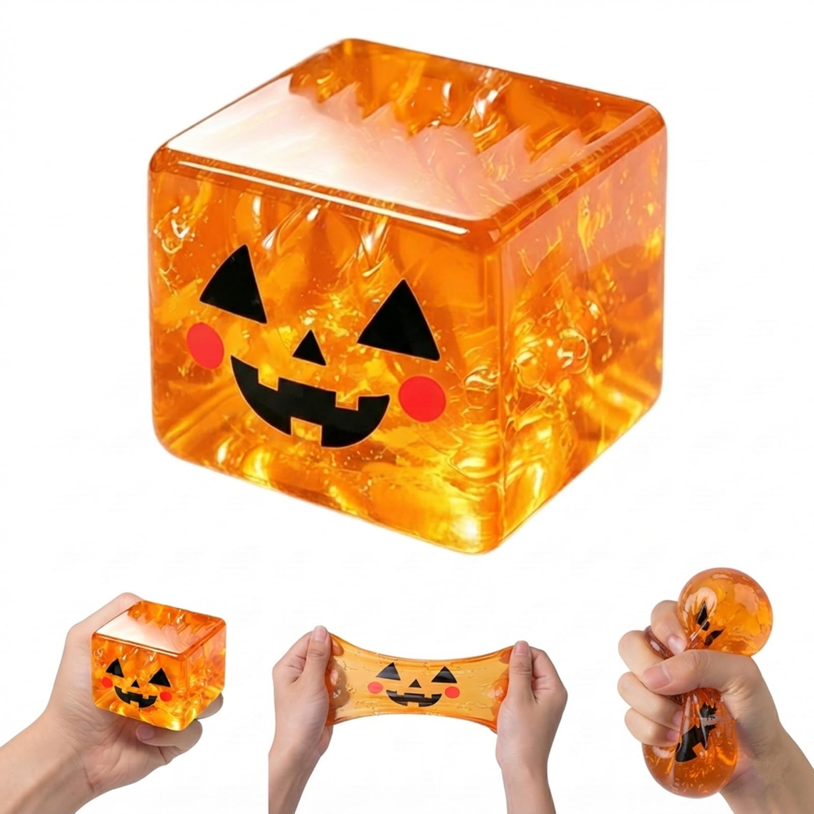 Ghost Glitter Cube Squishy Toy, Halloween Squishy Shaped Stress Relief Toy