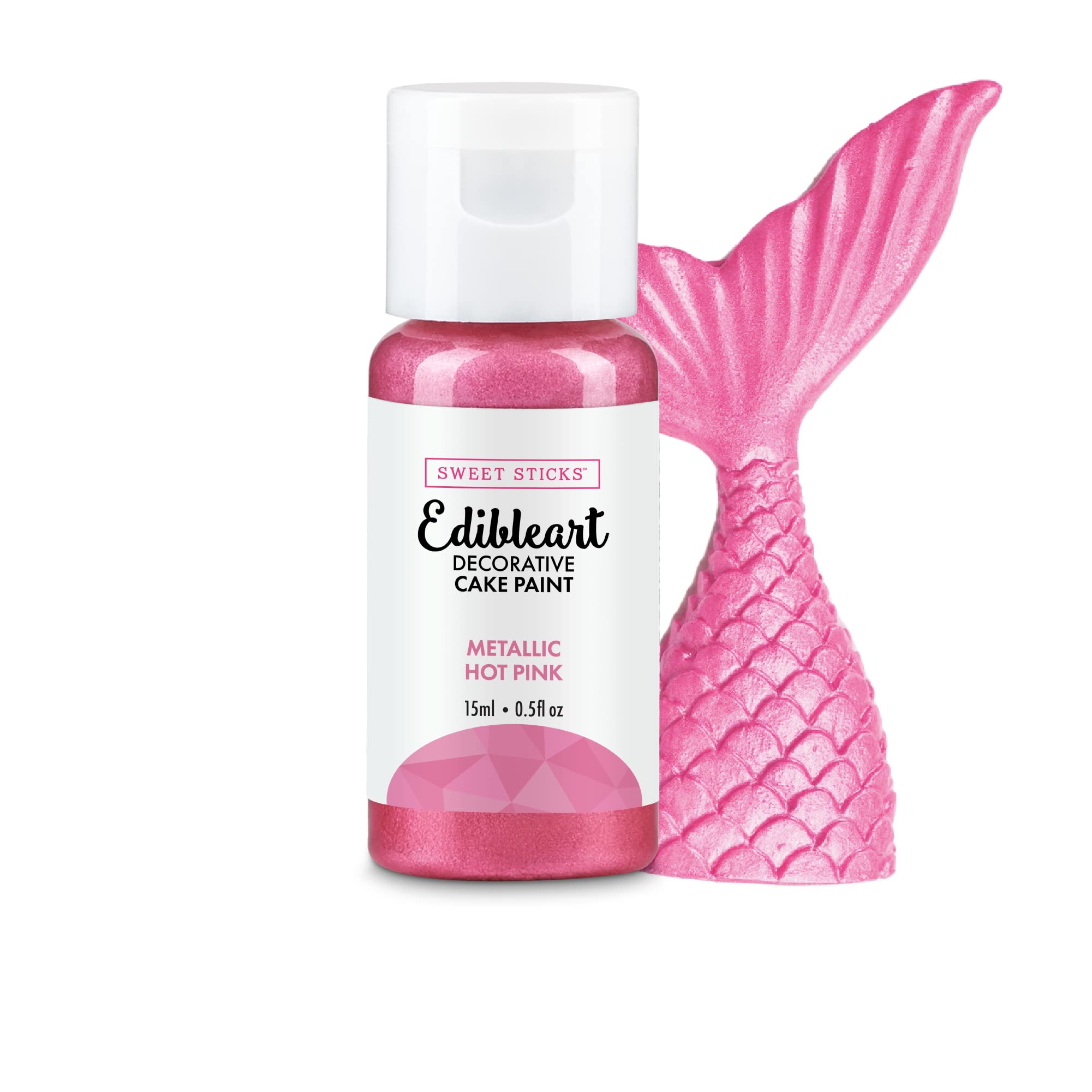 Sweet Sticks Edible Art Decorative Cake Paint 0.5 Ounce (15 Milliliters), Metallic Hot Pink