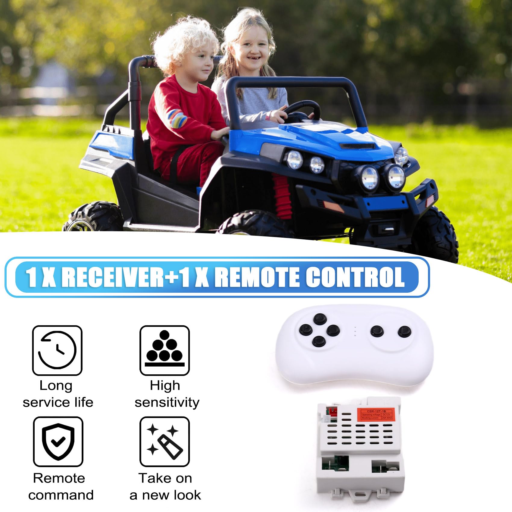 CSR-12T-1B 12V Voiture Électrique pour Enfants Télécommandée avec Récepteur - Pièces de Rechange pour Voiture Électrique pour Enfants