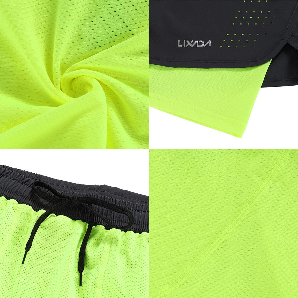 Lixada Pantaloncini da Corsa 2 in 1 da Uomo, ad Asciugatura Rapida, Traspiranti, con Scarpetta Lunga