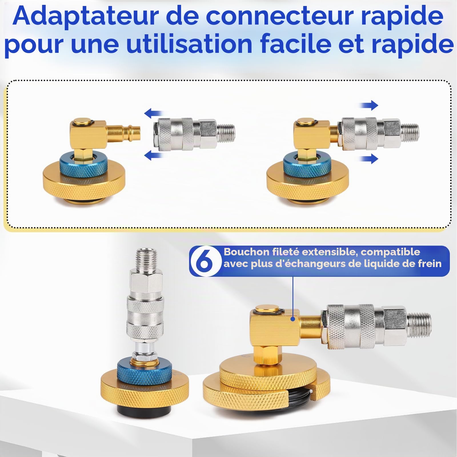 efuturetime 17 Pièces Adaptateurs de Purge de Liquide de Frein Universel