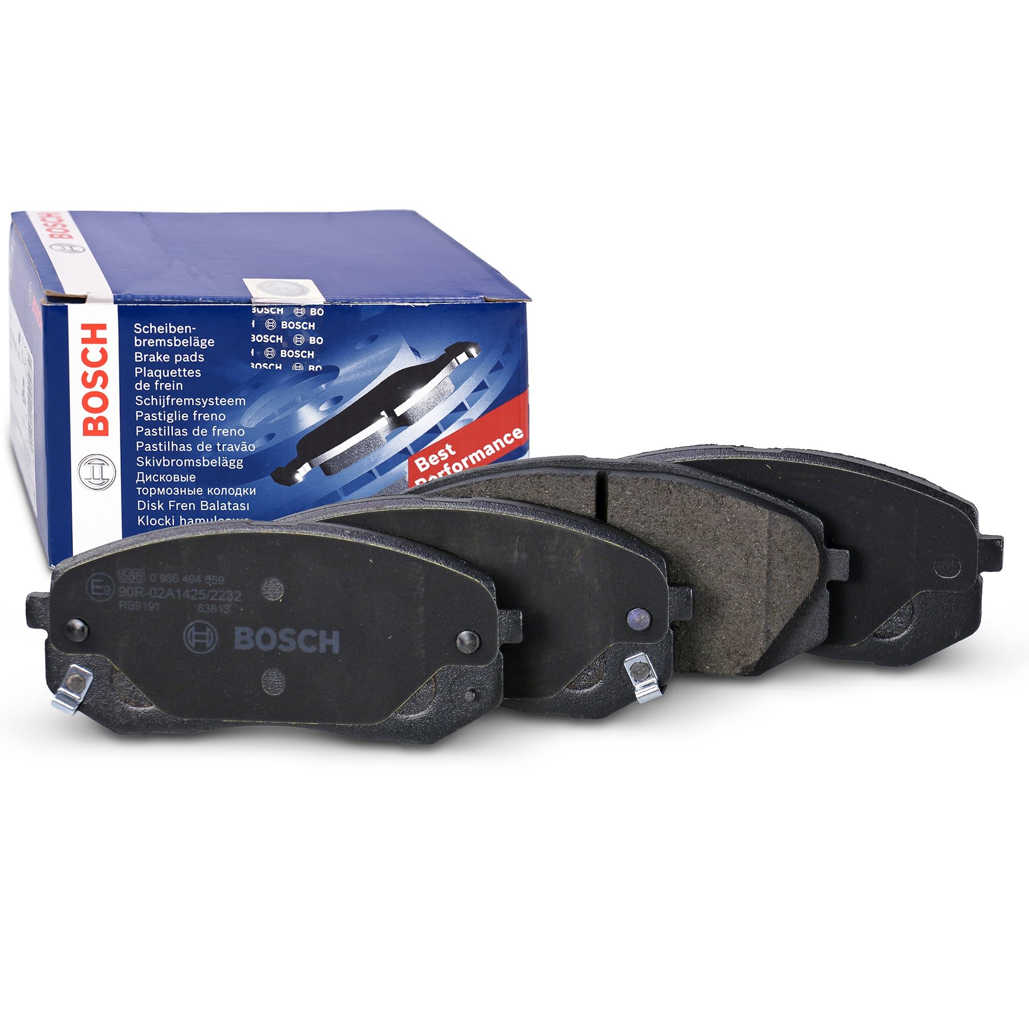 Bosch BP1480 - Plaquettes de Frein Avant pour Voiture - Qualité Bosch - Réduction du Bruit et de la Poussière - Certifié ECE-R90 - Sans Cuivre - Jeu de 4 Plaquettes