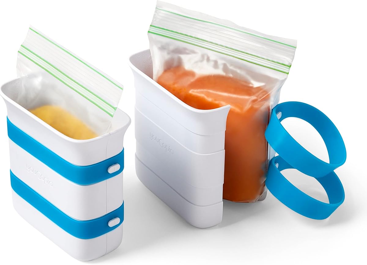 FreezeUp Freezer Food Block Maker, 2 tazas, 2 paquetes, contenedor de bolsa de preparación de comidas para congelar sobras y sopa