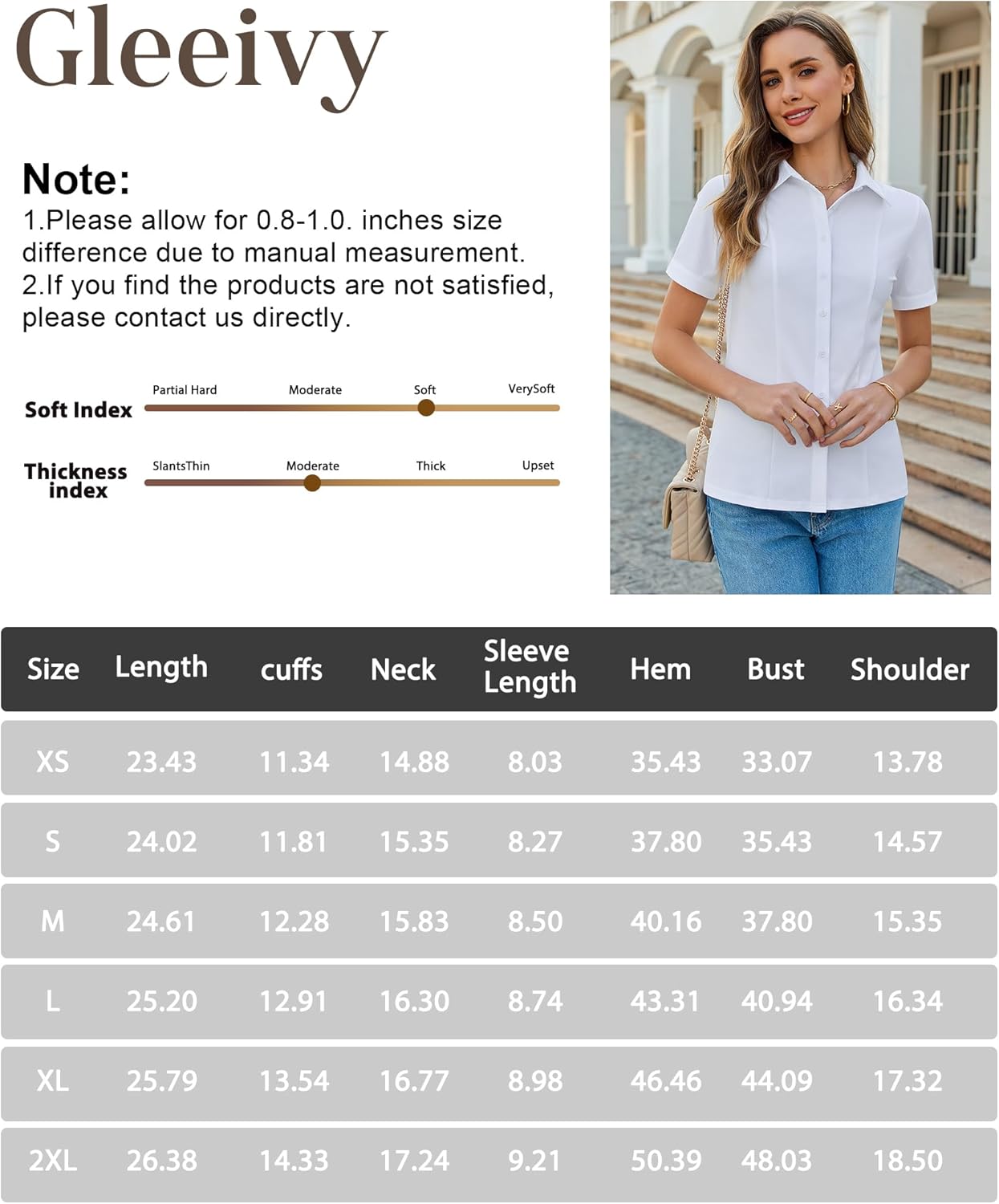 Button Down Shirts for Women Stretch Short Sleeve Dress Shirts for Women Collared Wrinkle Free Basic Business Top Work Blouse - Image 7