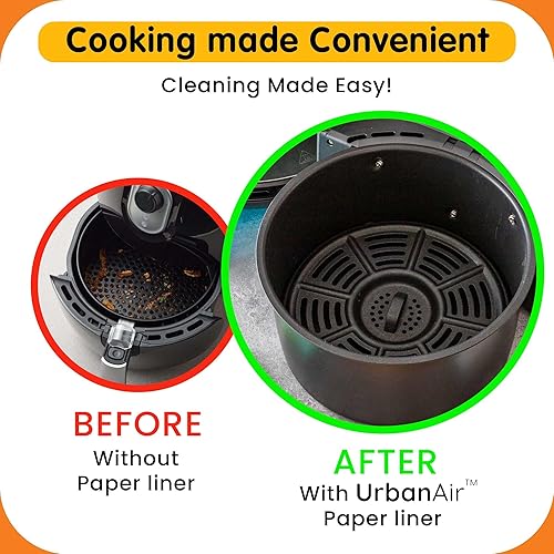 Miniatura 4 de UrbanAir Forros de papel redondos de 8 pulgadas para freidora de aire para una fácil limpieza, antiadherentes, resistentes al calor y ajuste