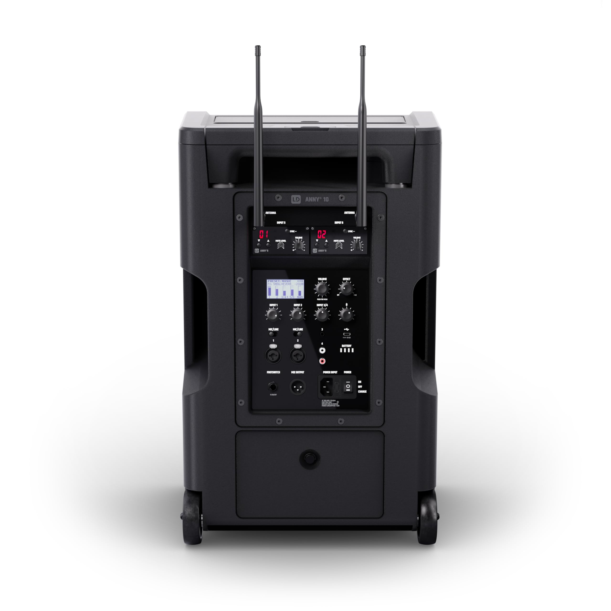 LD SYSTEMS ANNY 10 HHD 2 B8-10" Mobiler Bluetooth PA-Lautsprecher mit Akku, Mixer und 2x Funkmikrofon, schwarz