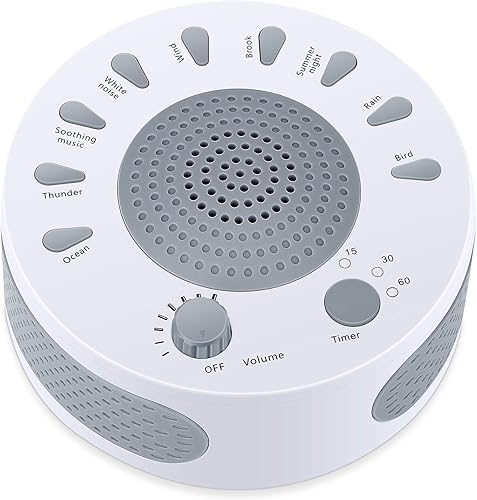 Máquina de ruido blanco - Máquina de sonido para dormir para bebés, niños y adultos, 9 sonidos relajantes de alta fidelidad y 3 temporizadores,