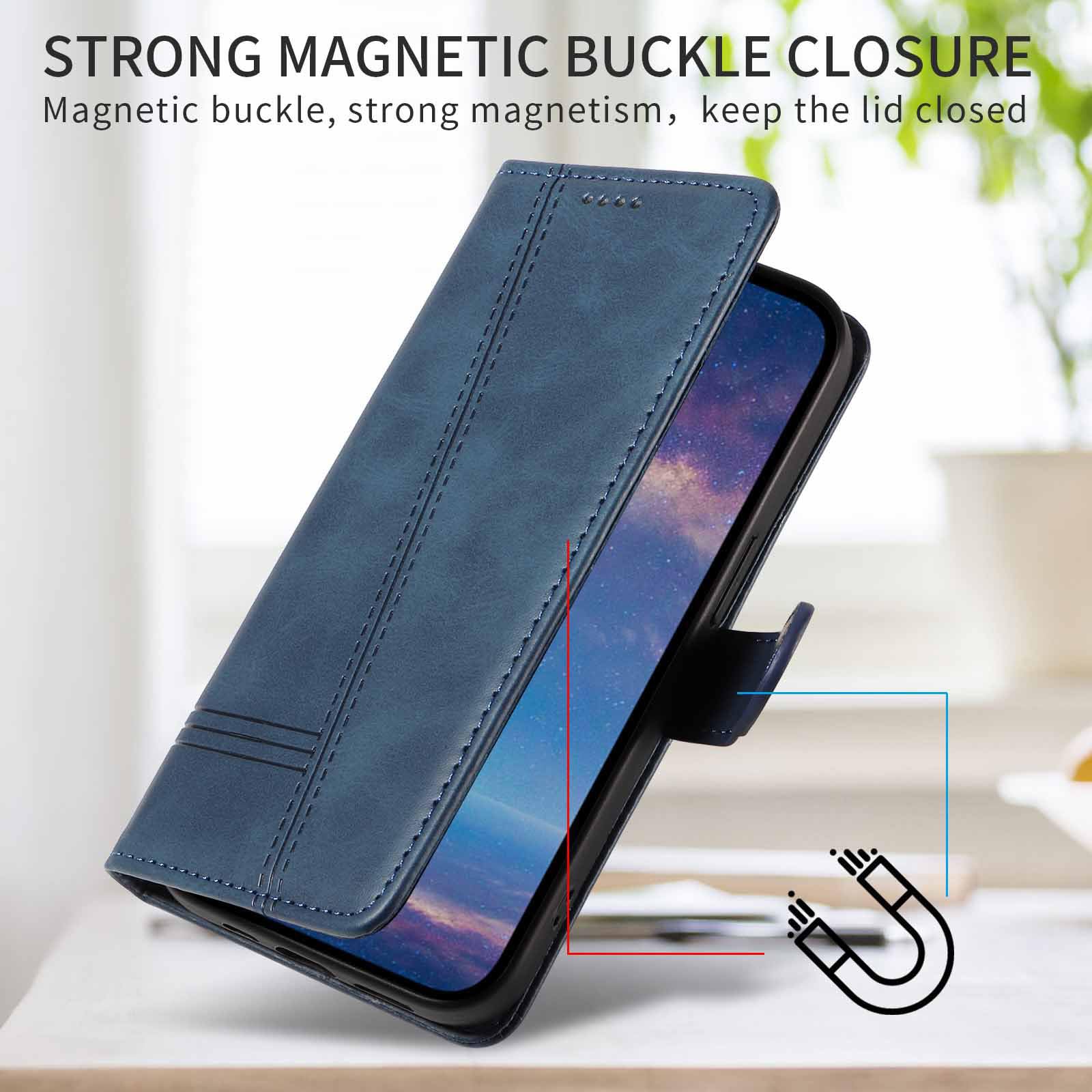 Etui z klapką do telefonu Samsung Galaxy S25 Ultra/S25 Plus/S25, skórzane etui portfelowe na telefon z stojakiem na karty, etui foliowe, odporne na wstrząsy, tworzywo TPU wewnątrz, niebieskie,