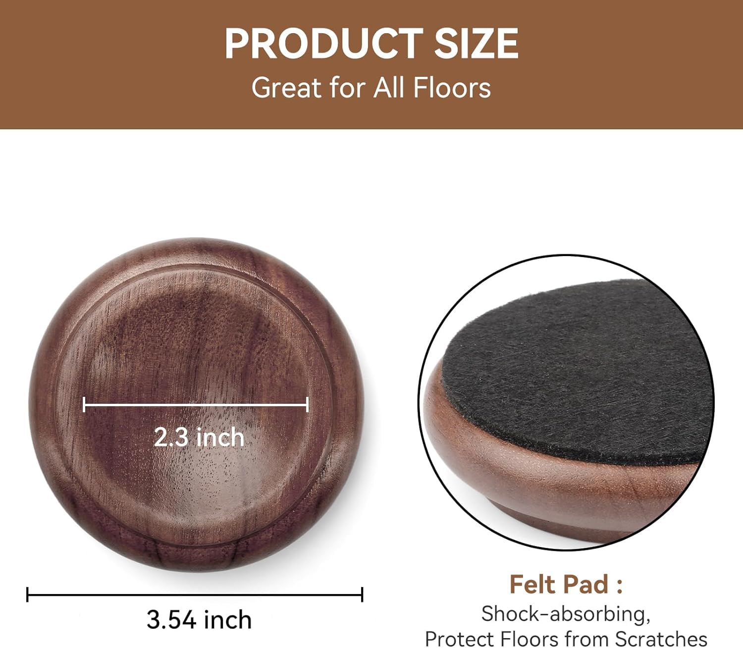 Tazza per pianoforte, tappezzeria per mobili, ruote per pianoforte, sottopentola in legno, protezione per mobili (noce)