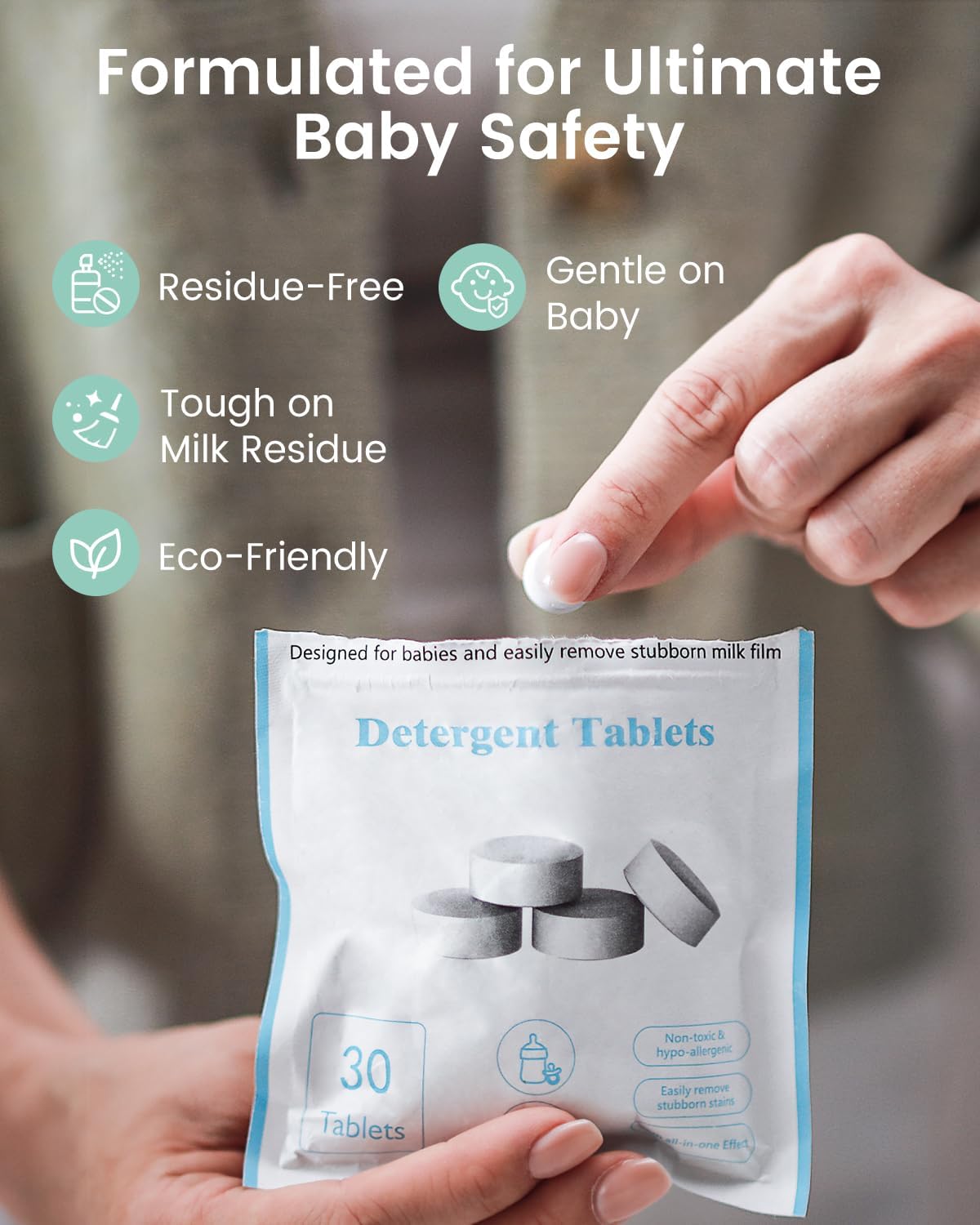 GROWNSY Official Detergent Washing Tablets - 130 PCS, Compatible with Momcozy Baby Bottle Washers (Pack of 2)