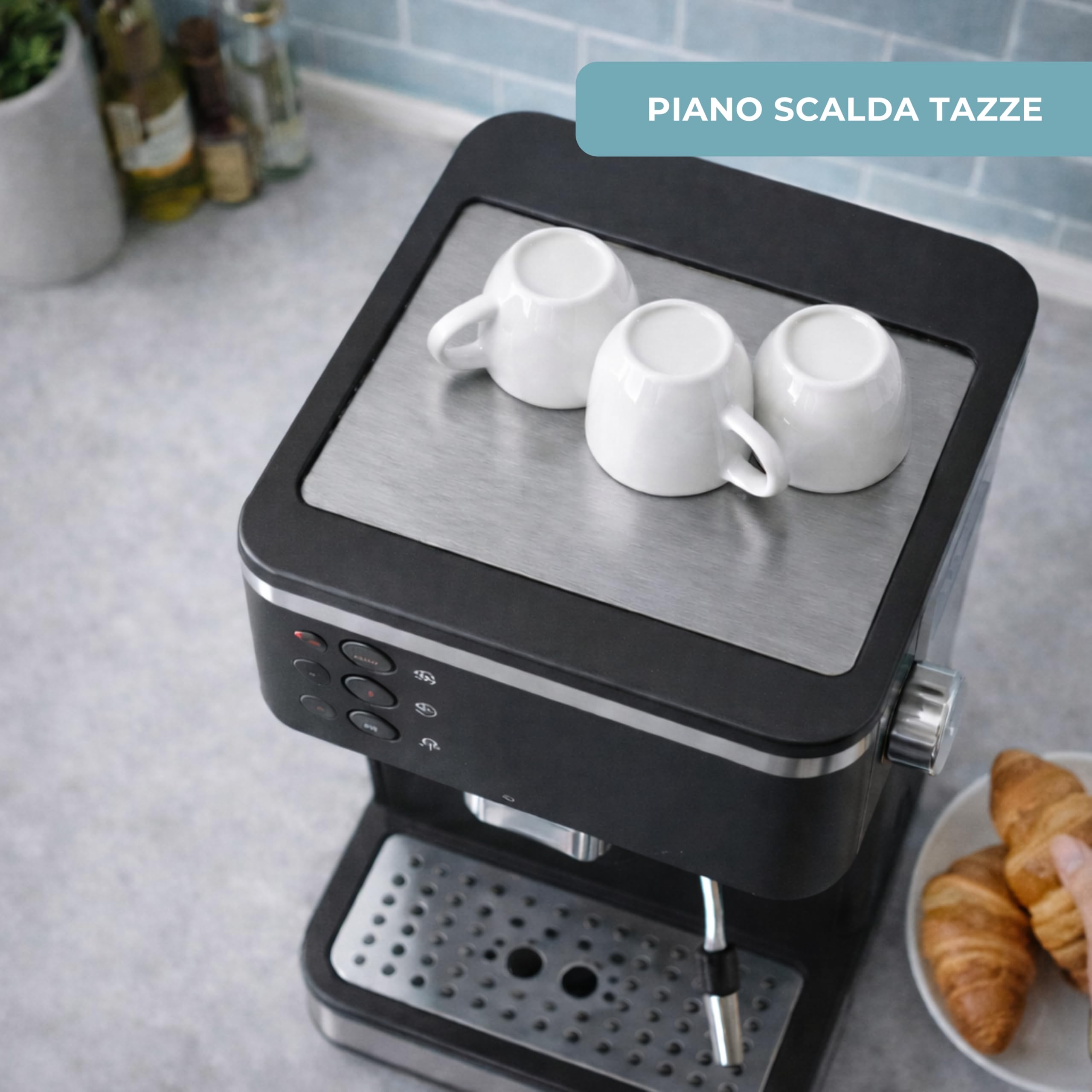 DIGIQUEST Pocia Coffy Macchina da Caffè Espresso | 20 Bar | Compatibile con Caffè in Polvere e Cialde | Funzione Cappuccino, Vapore e Acqua Calda